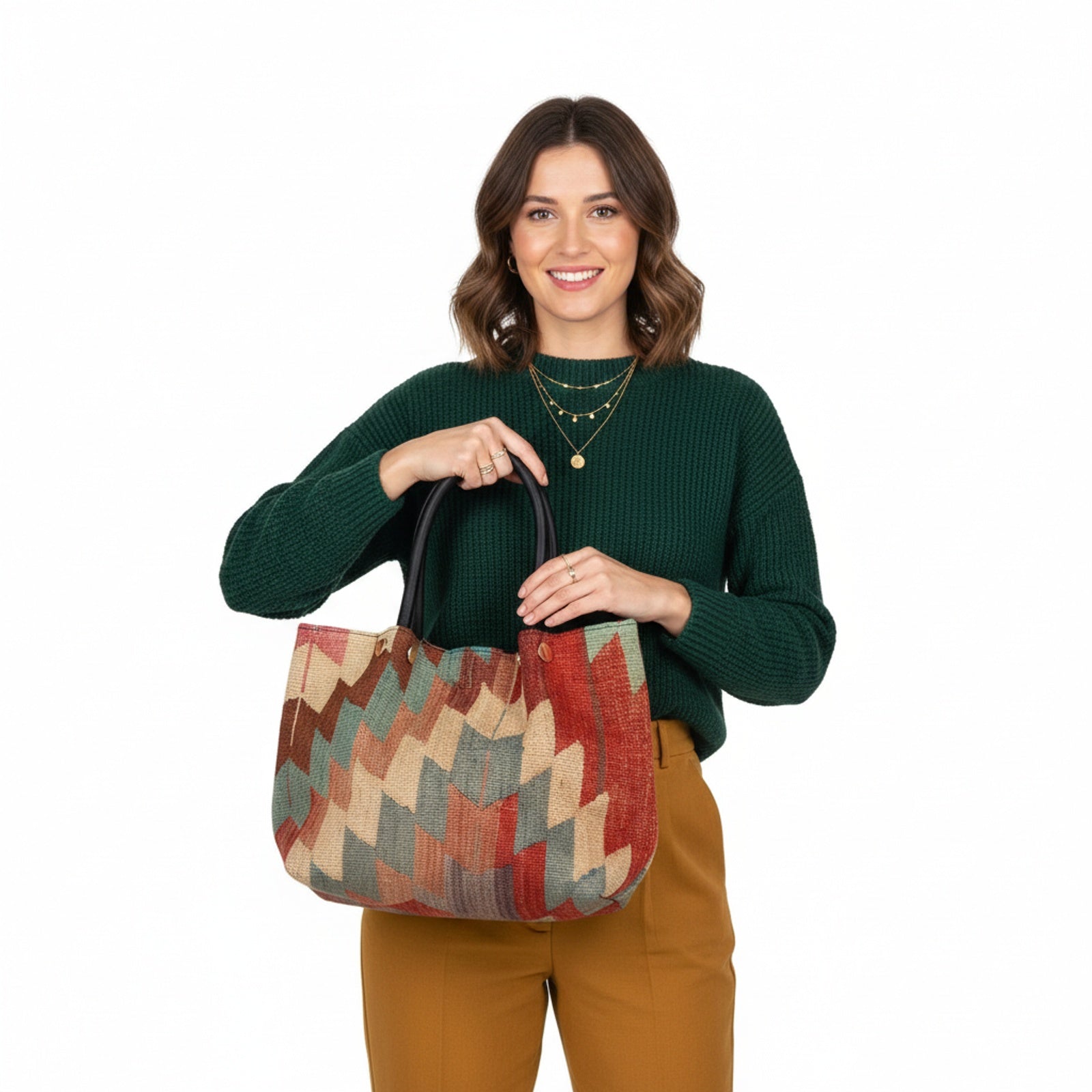 Caravaggio Kilim Shoulder Leather Bag | Carryall Kilim Leather Bag | Everyday Kilim Leather Bag