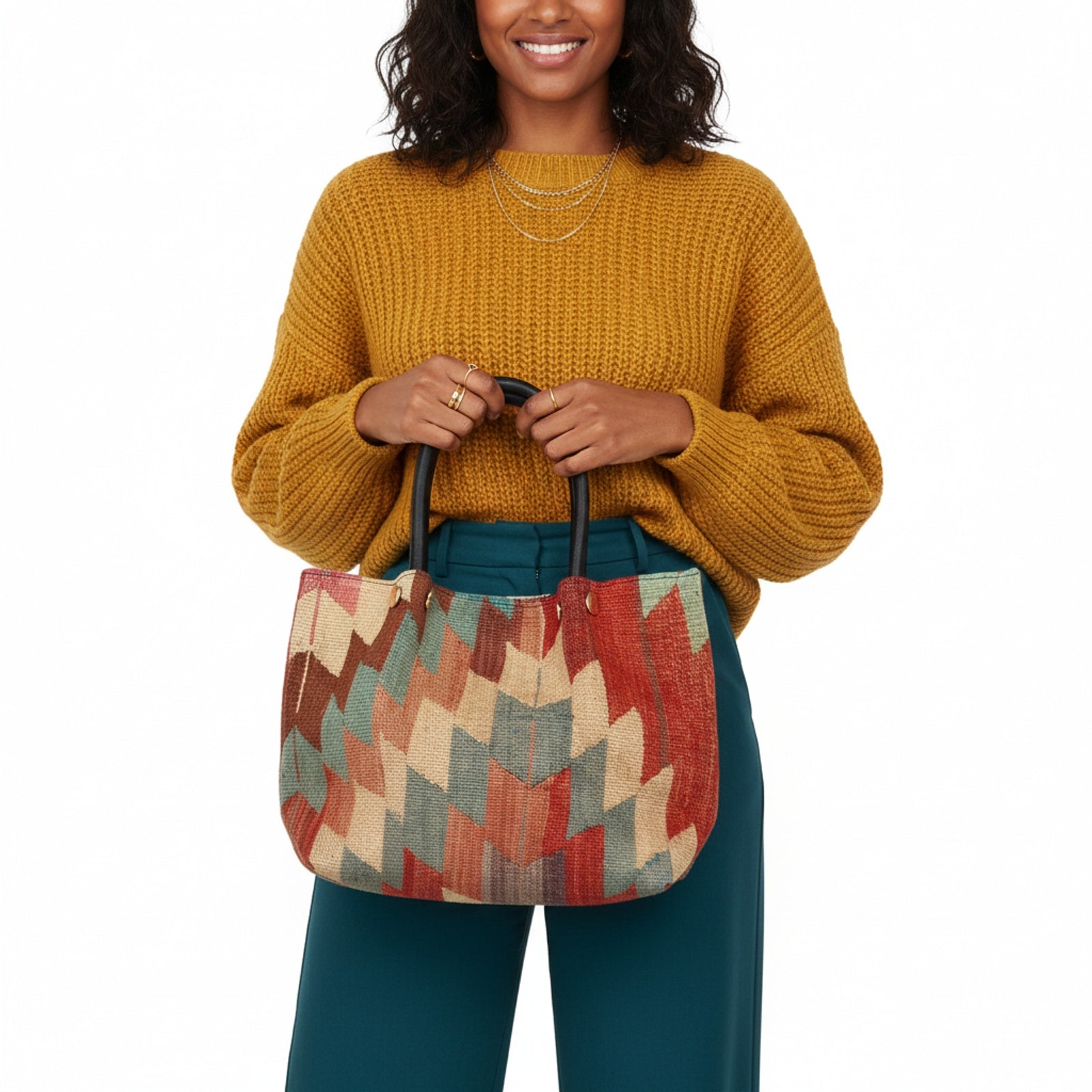 Caravaggio Kilim Shoulder Leather Bag | Carryall Kilim Leather Bag | Everyday Kilim Leather Bag