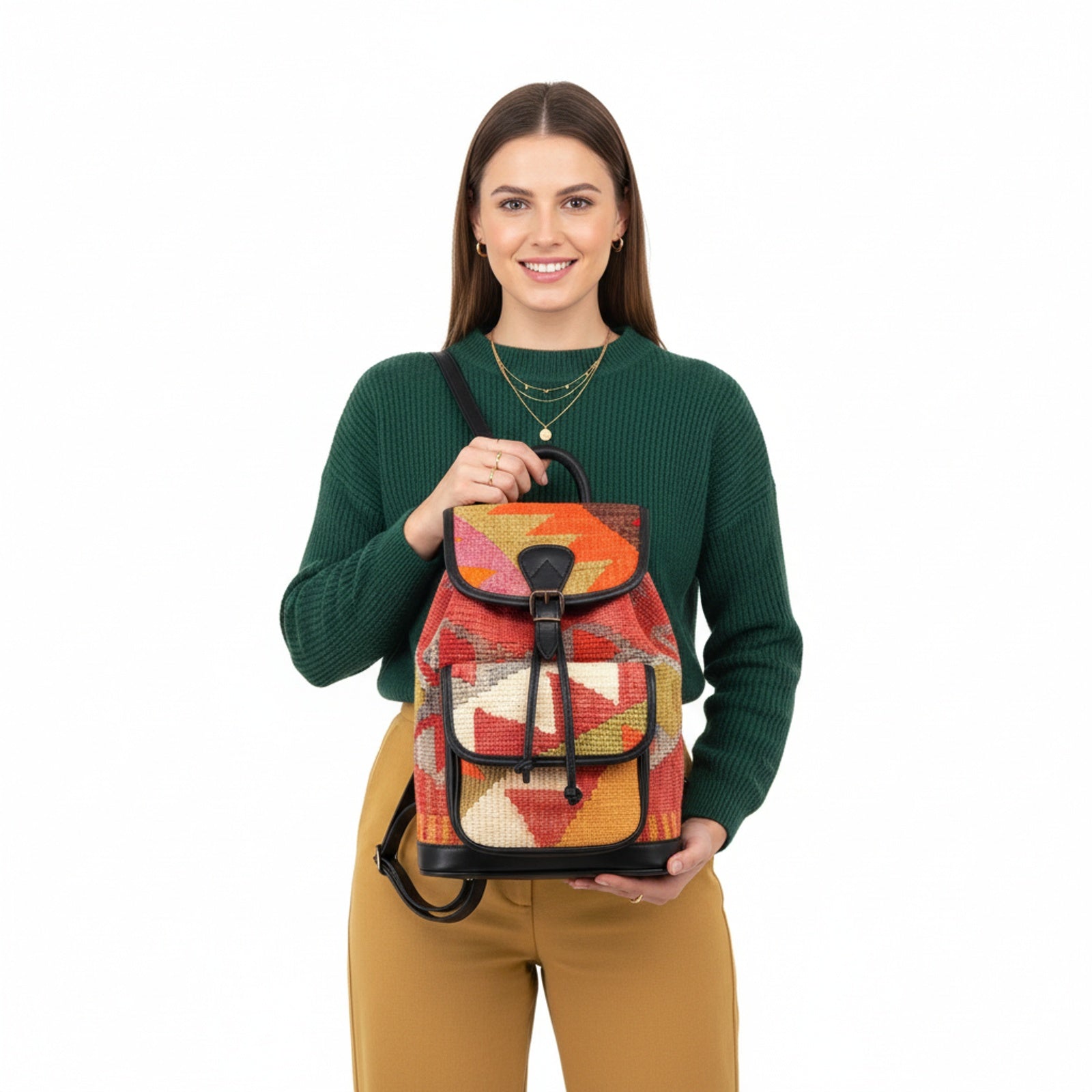 Caravan Kilim Backpack Leather Bag | Rucksack Kilim Leather Bag | Daypack Kilim Leather Bag