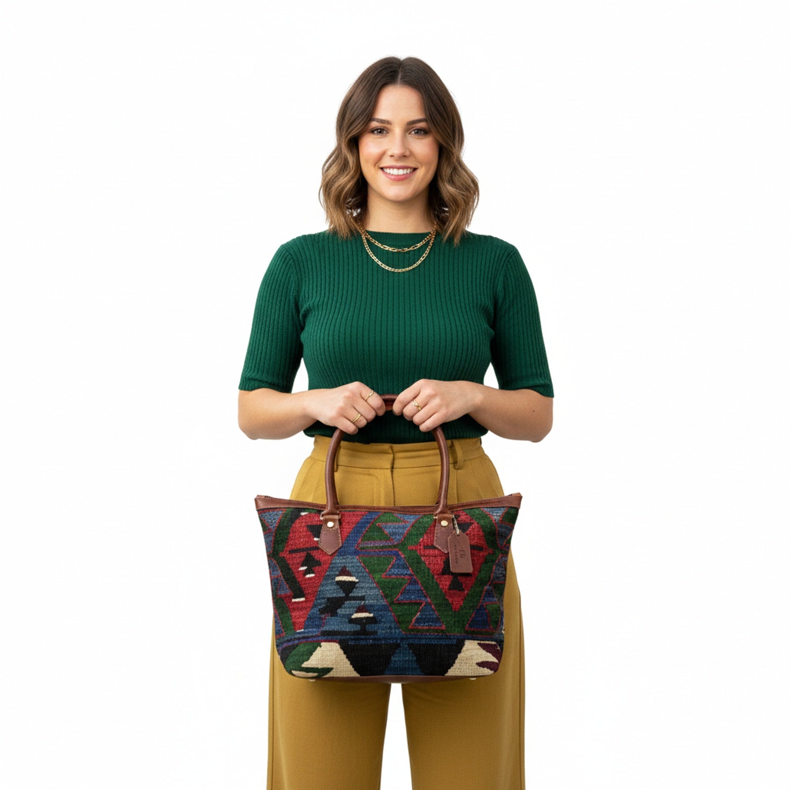 Casablanca Kilim Tote Leather Bag | Shopper Kilim Leather Bag | Market Kilim Leather Bag