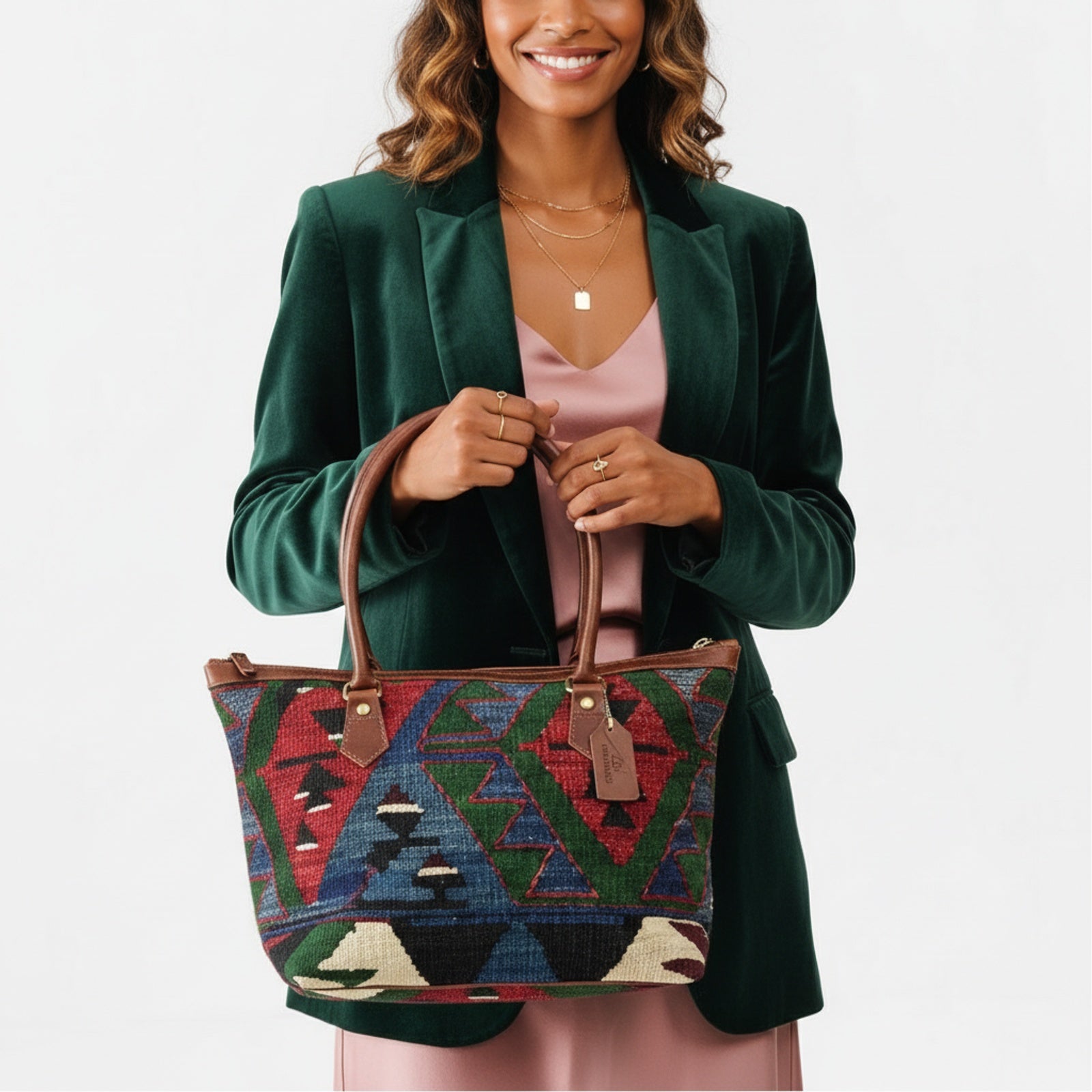 Casablanca Kilim Tote Leather Bag | Shopper Kilim Leather Bag | Market Kilim Leather Bag