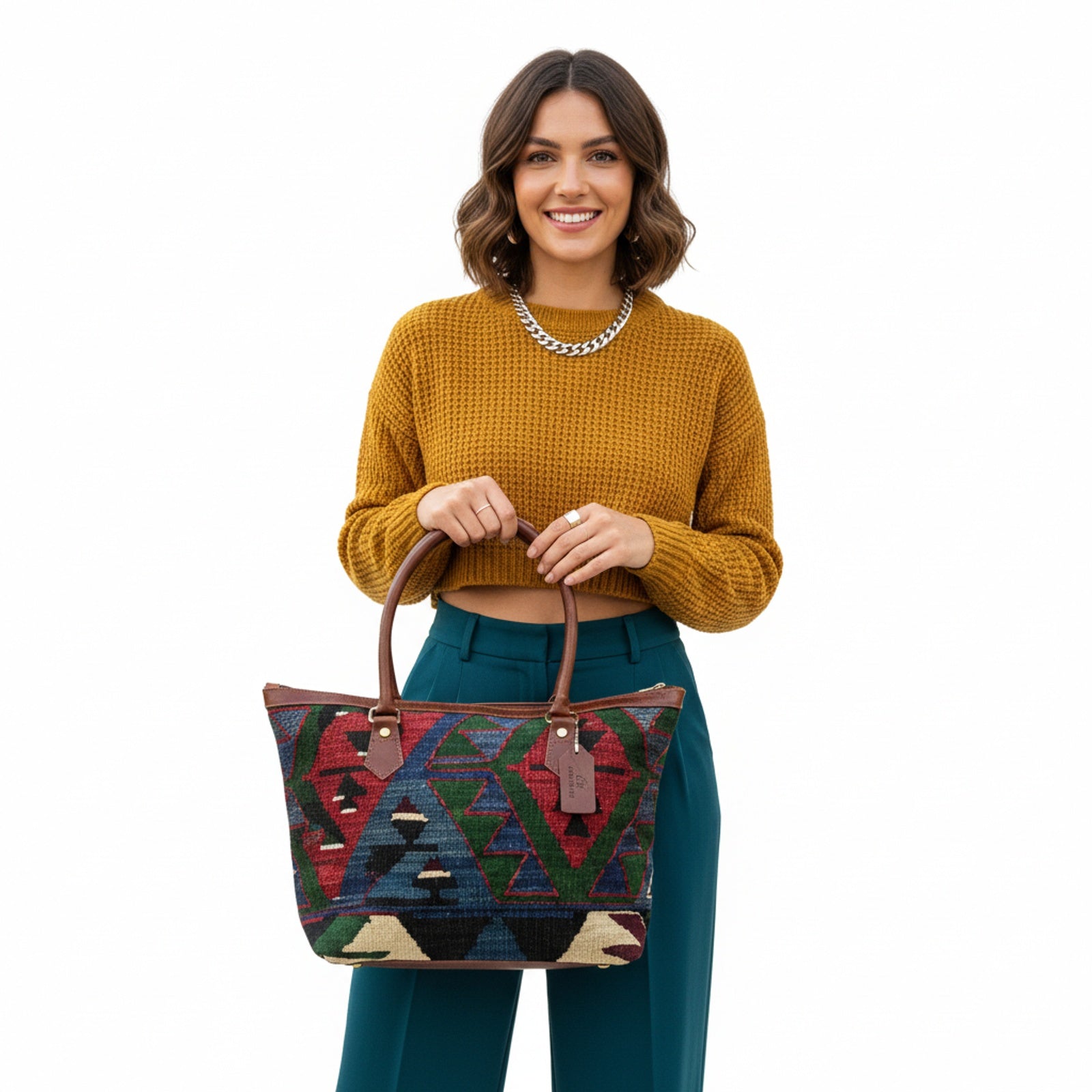 Casablanca Kilim Tote Leather Bag | Shopper Kilim Leather Bag | Market Kilim Leather Bag