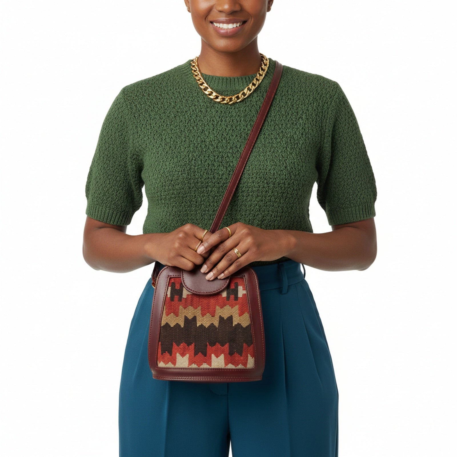 Caspian Kilim Crossbody Leather Bag | Messenger Kilim Leather Bag | Courier Kilim Leather Bag