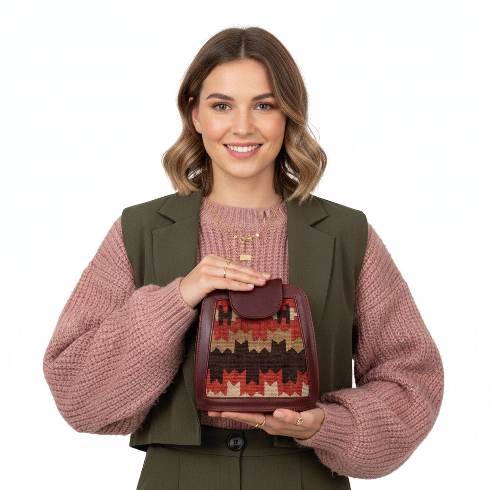 Caspian Kilim Crossbody Leather Bag | Messenger Kilim Leather Bag | Courier Kilim Leather Bag