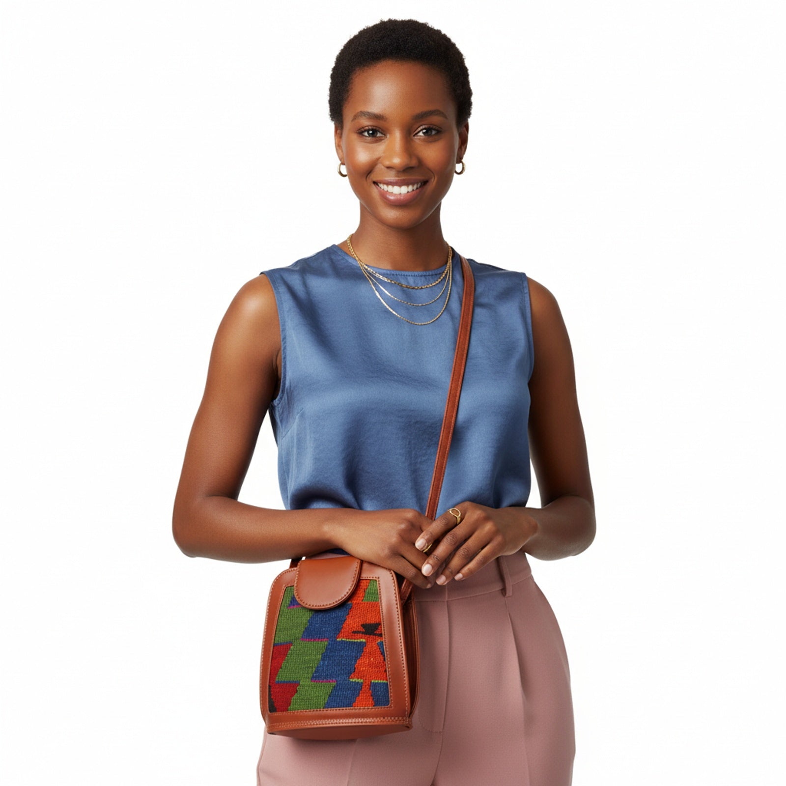 Caspian Kilim Crossbody Leather Bag | Messenger Kilim Leather Bag | Courier Kilim Leather Bag