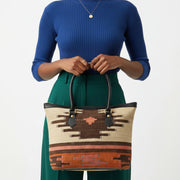 Fahari Kilim Tote Leather Bag | Shopper Kilim Leather Bag | Market Kilim Leather Bag