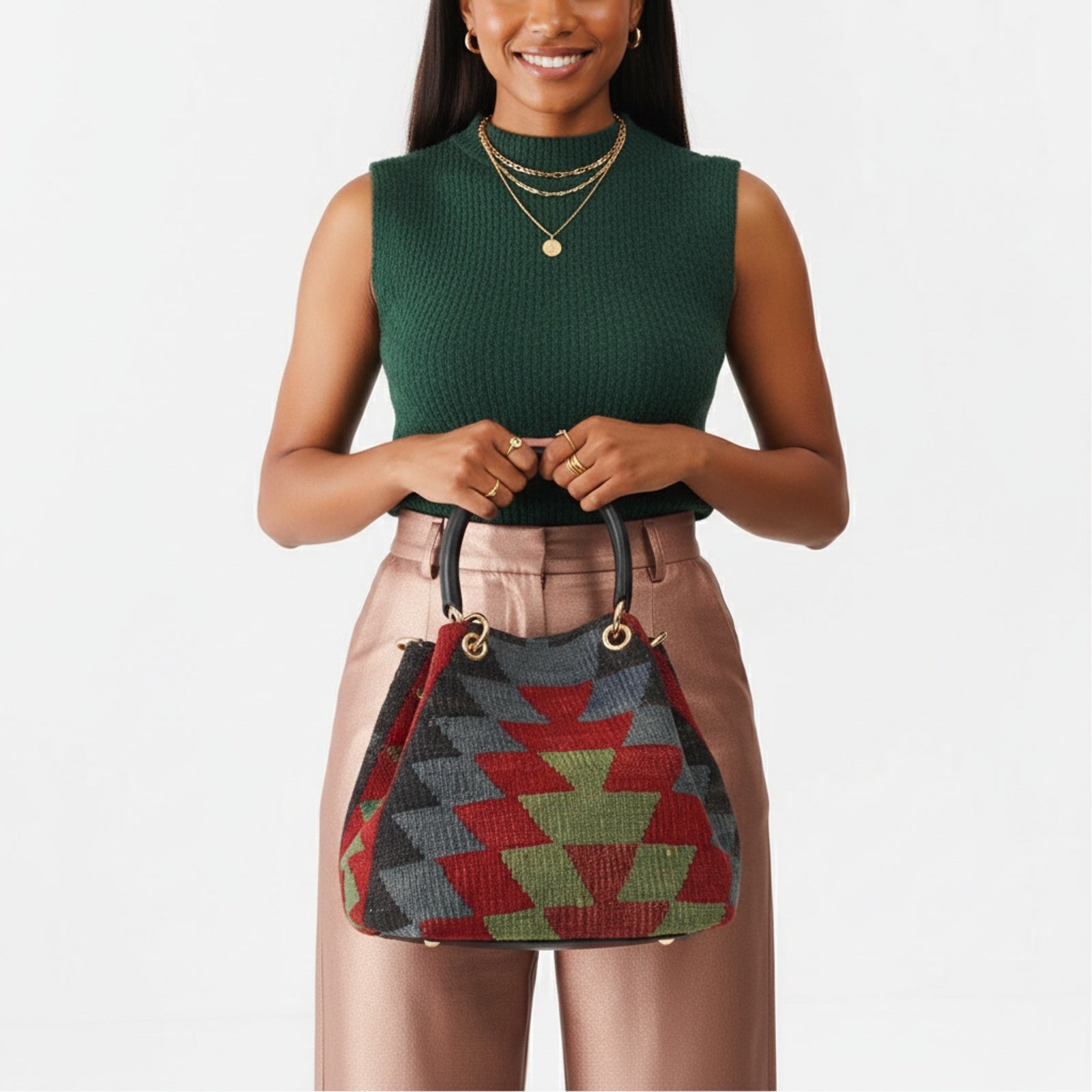 Girona Kilim Satchel Leather Bag