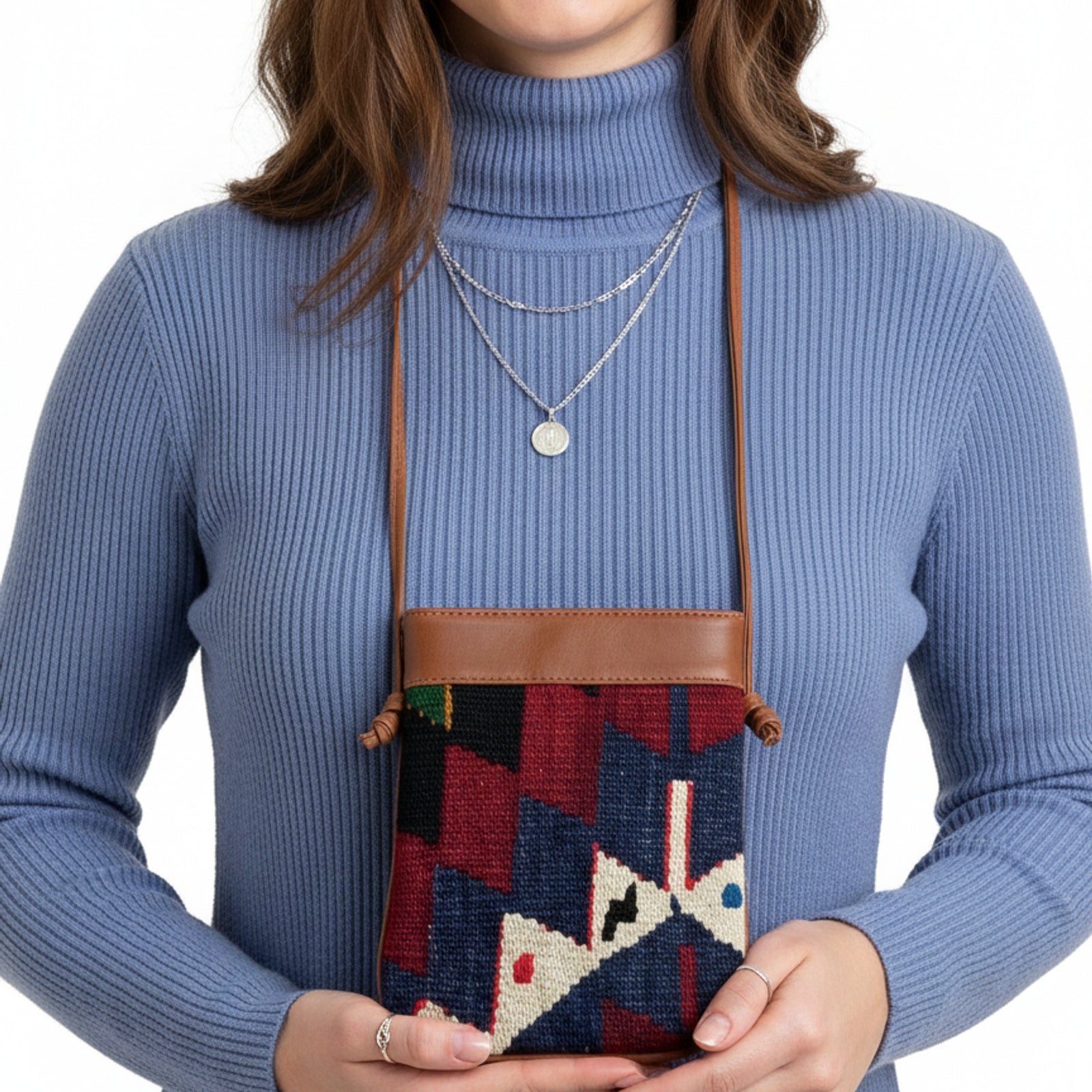 Halima Kilim Crossbody Leather Bag | Messenger Kilim Leather Bag | Courier Kilim Leather Bag