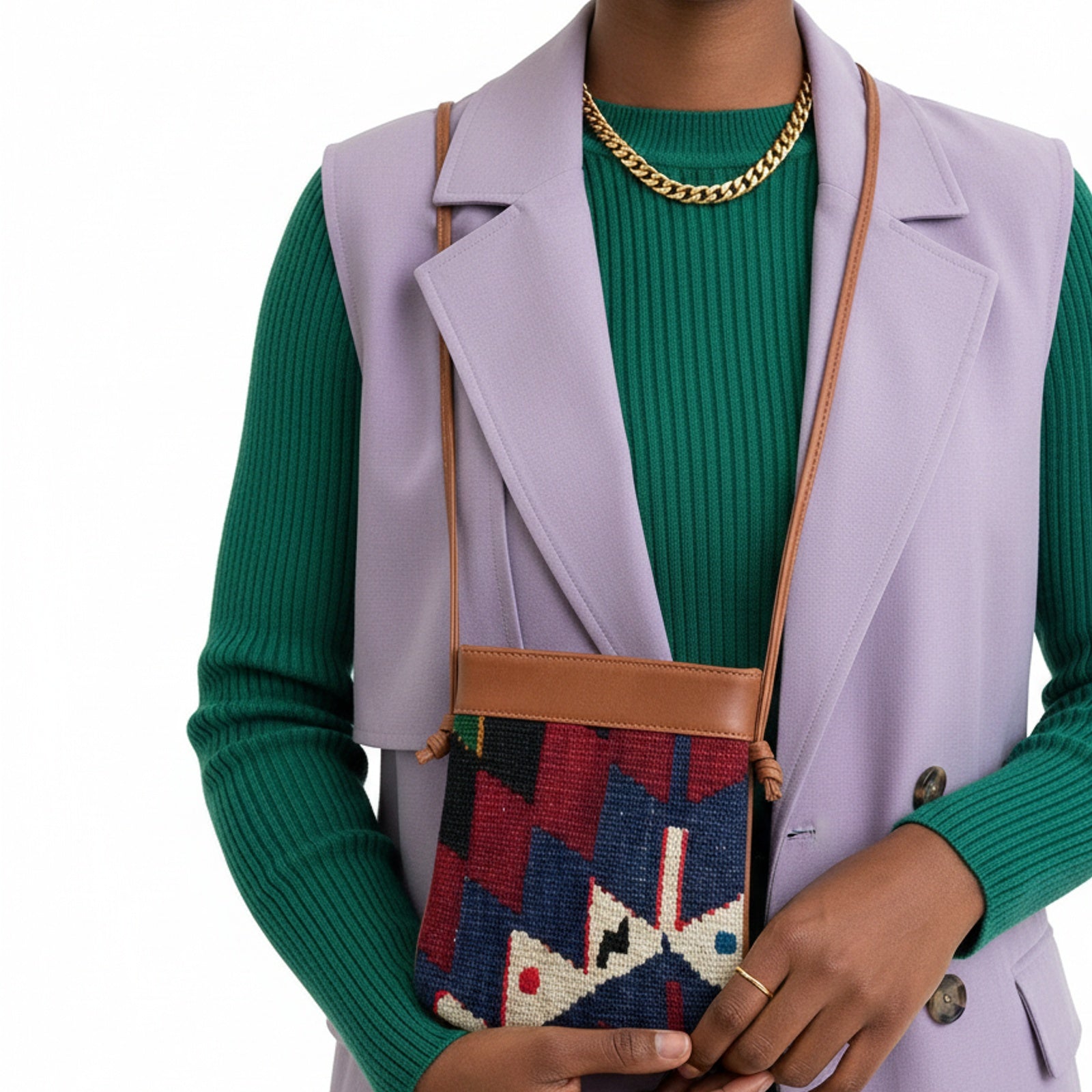 Halima Kilim Crossbody Leather Bag | Messenger Kilim Leather Bag | Courier Kilim Leather Bag