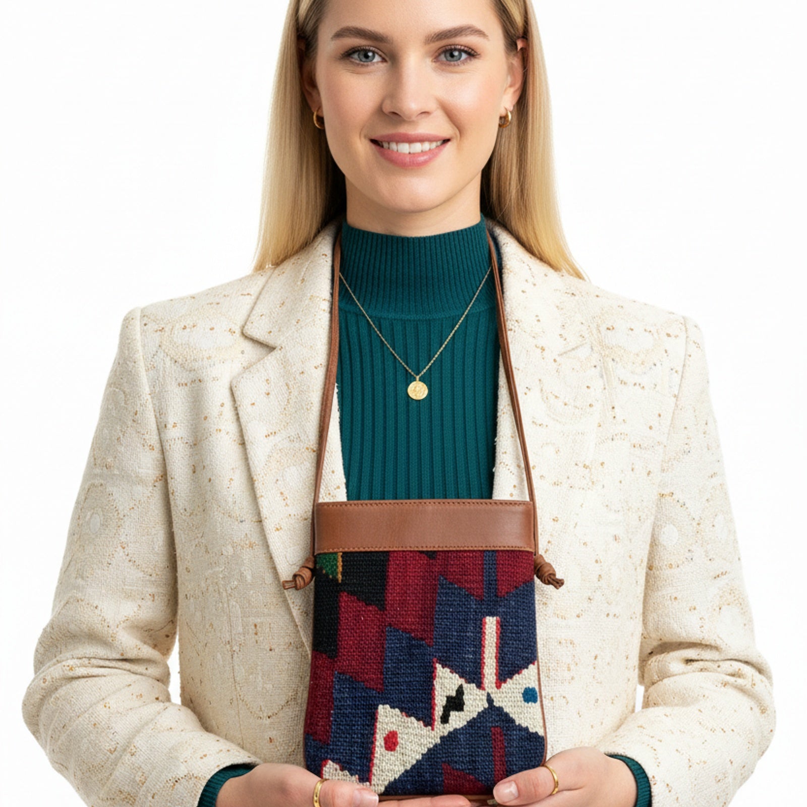 Halima Kilim Crossbody Leather Bag | Messenger Kilim Leather Bag | Courier Kilim Leather Bag