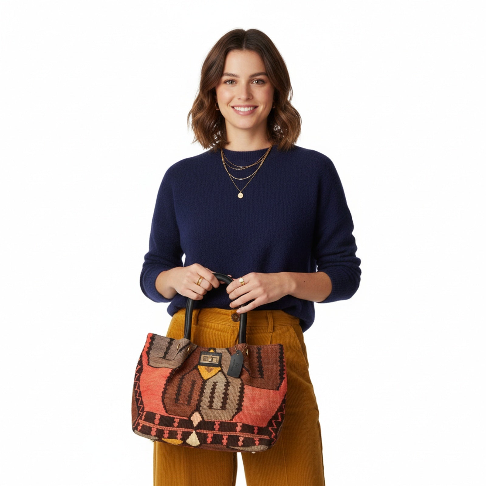 Harappa Kilim Shoulder Leather Bag | Carryall Kilim Leather Bag | Everyday Kilim Leather Bag