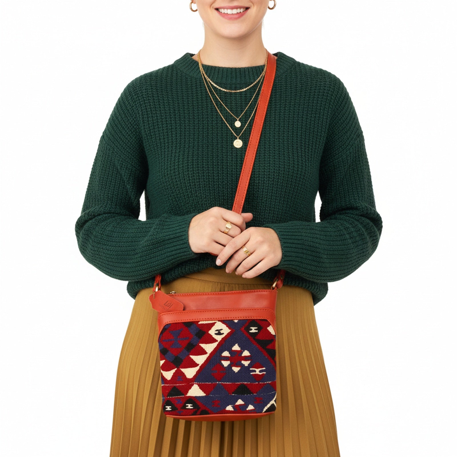Havana Kilim Crossbody Leather Bag | Messenger Kilim Leather Bag | Courier Kilim Leather Bag