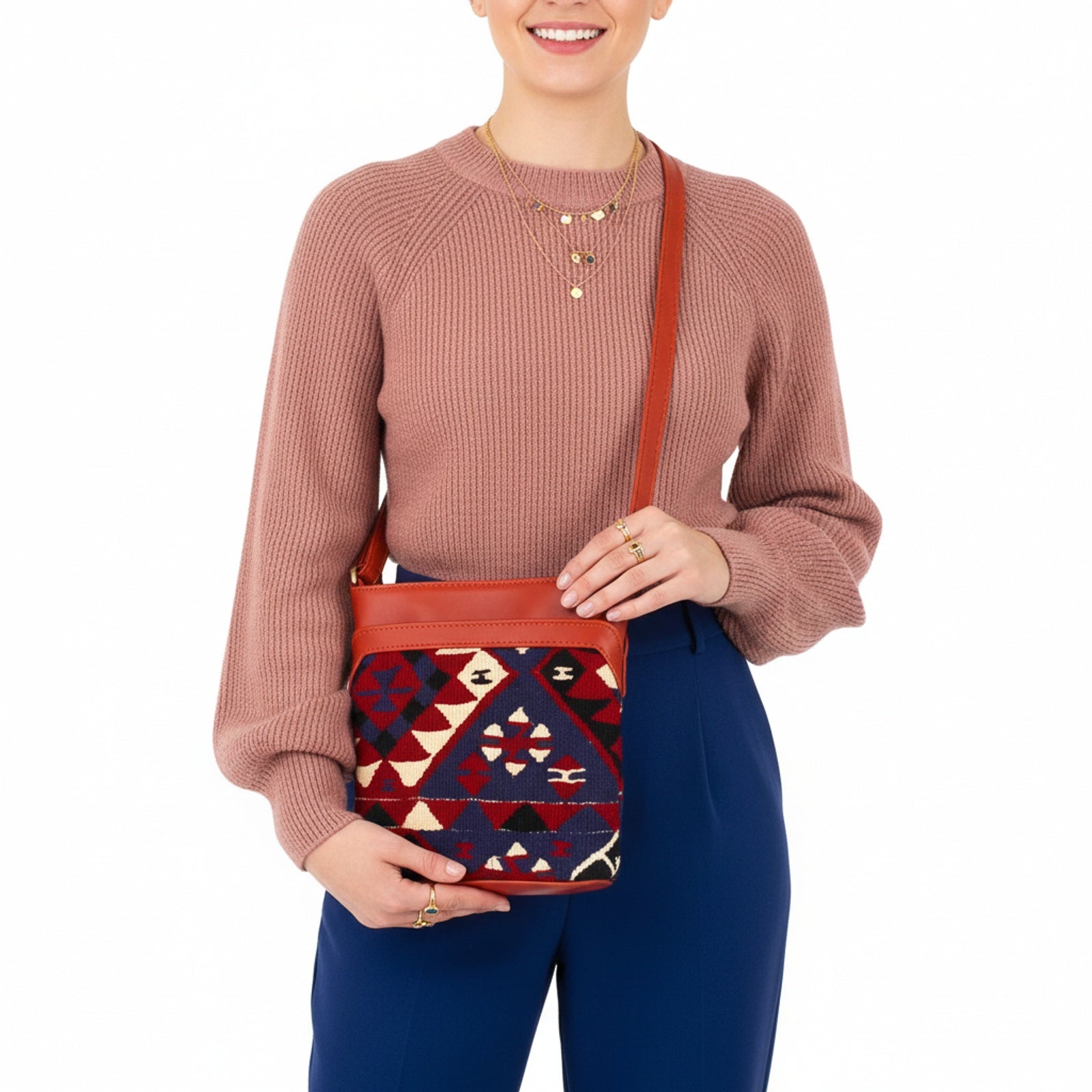 Havana Kilim Crossbody Leather Bag | Messenger Kilim Leather Bag | Courier Kilim Leather Bag