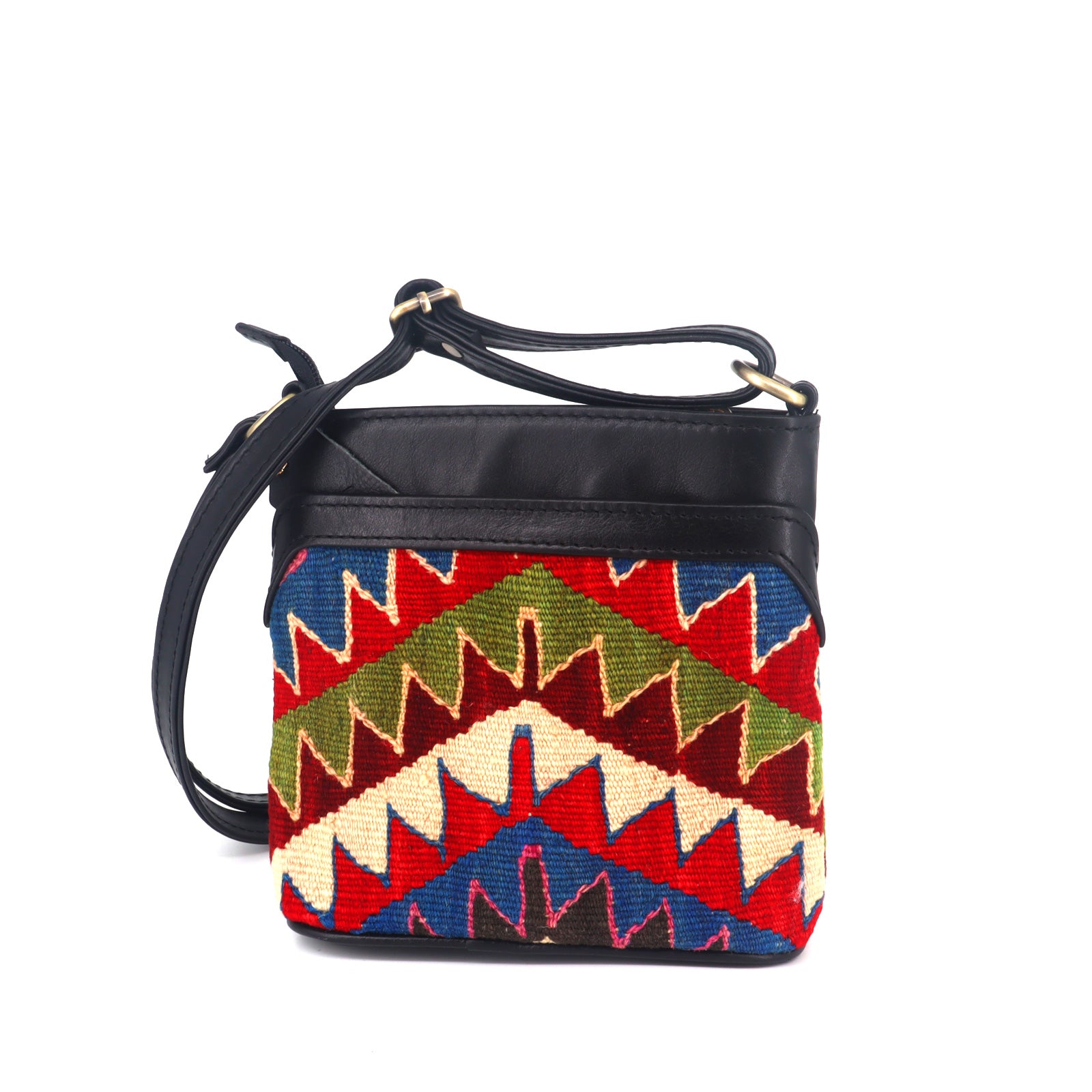 Indigo Kilim Crossbody Leather Bag - Image 2