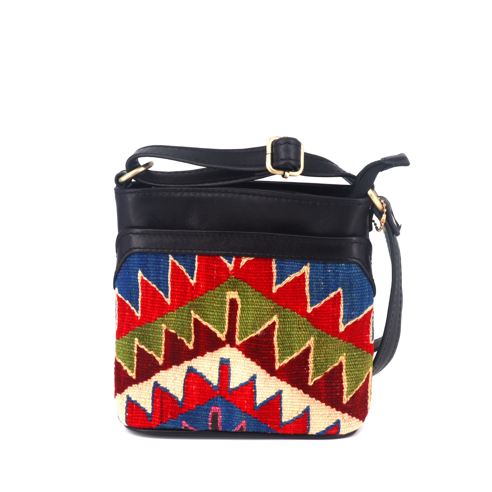 Indigo Kilim Crossbody Leather Bag