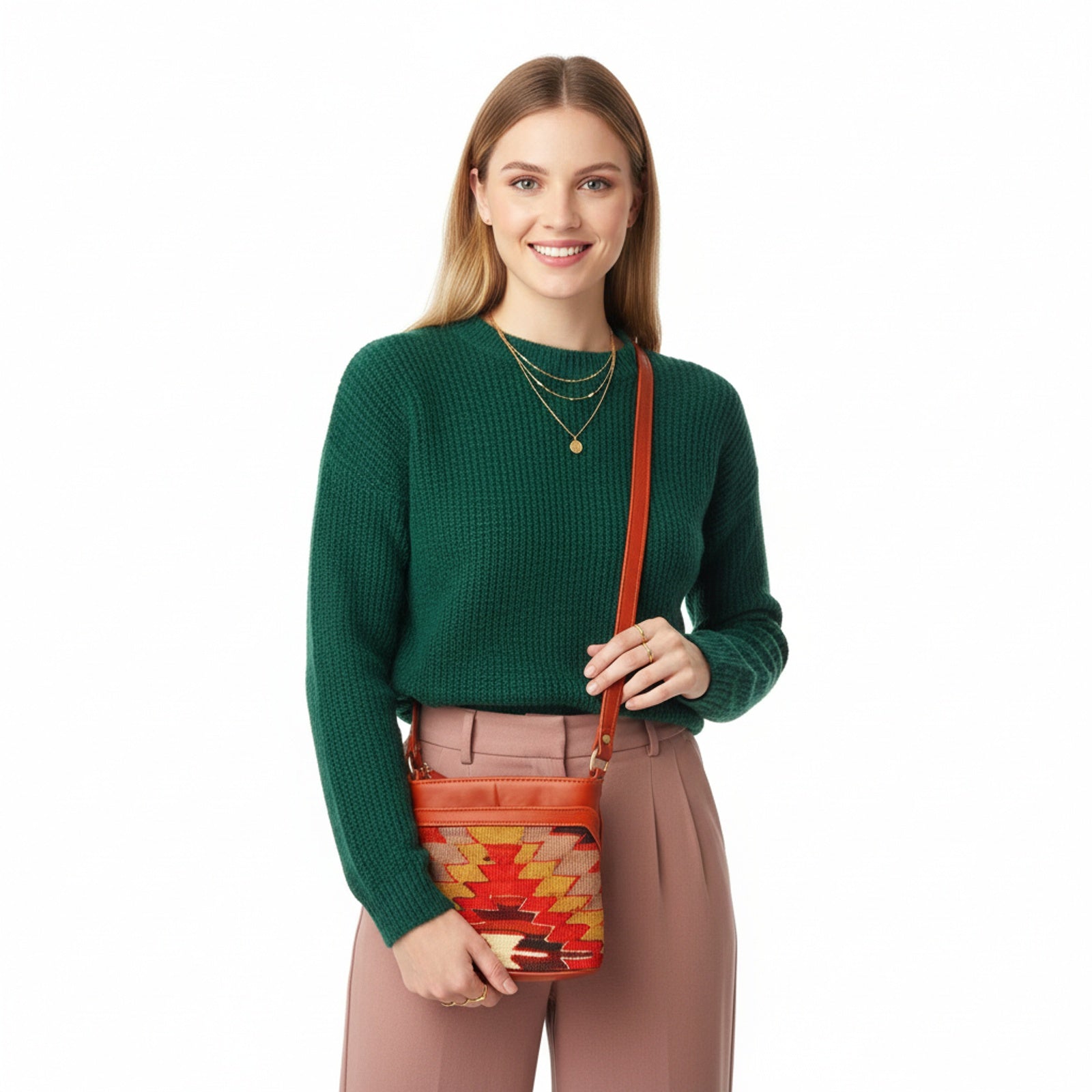 Kashgar Kilim Crossbody Leather Bag | Messenger Kilim Leather Bag | Courier Kilim Leather Bag