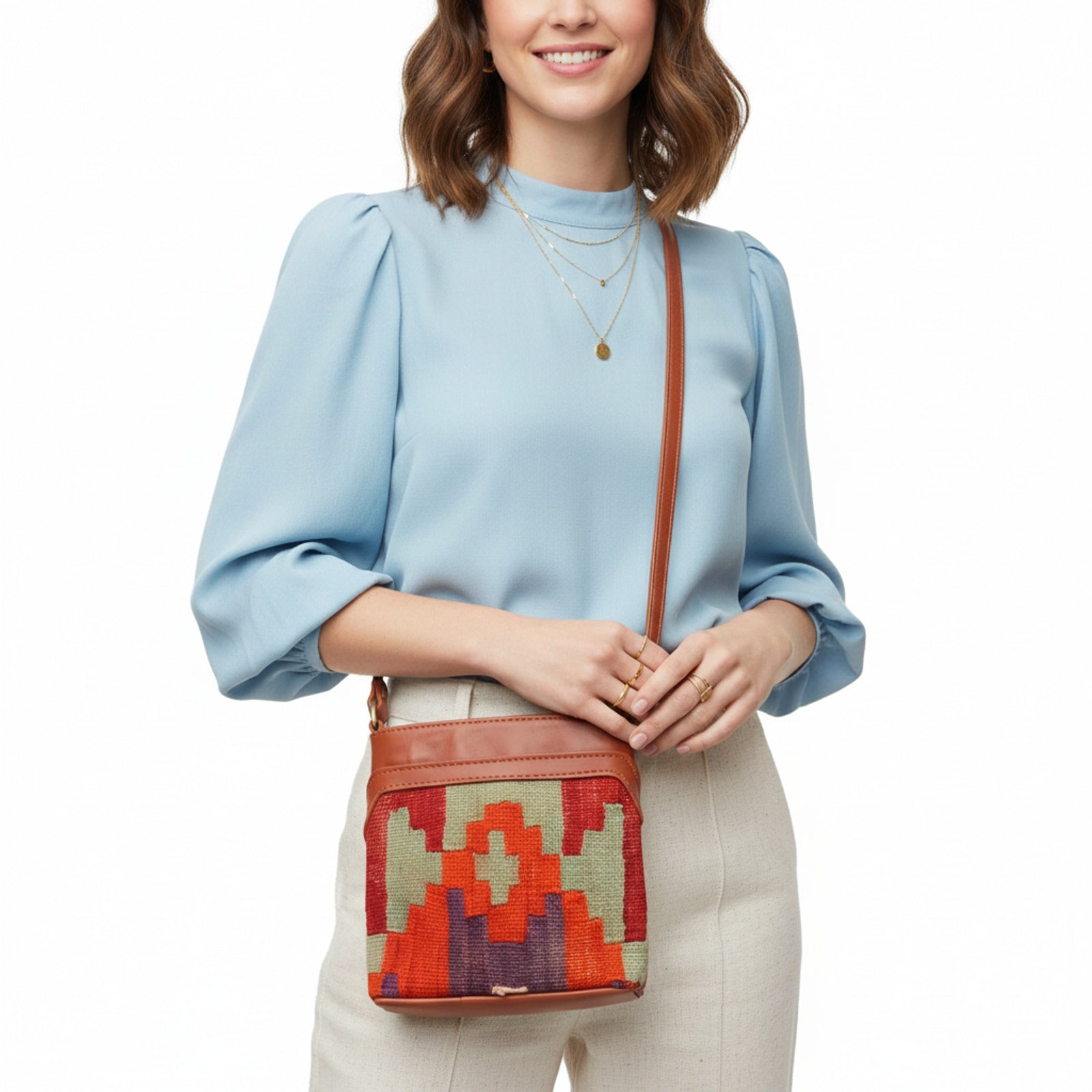 Kenza Kilim Crossbody Leather Bag