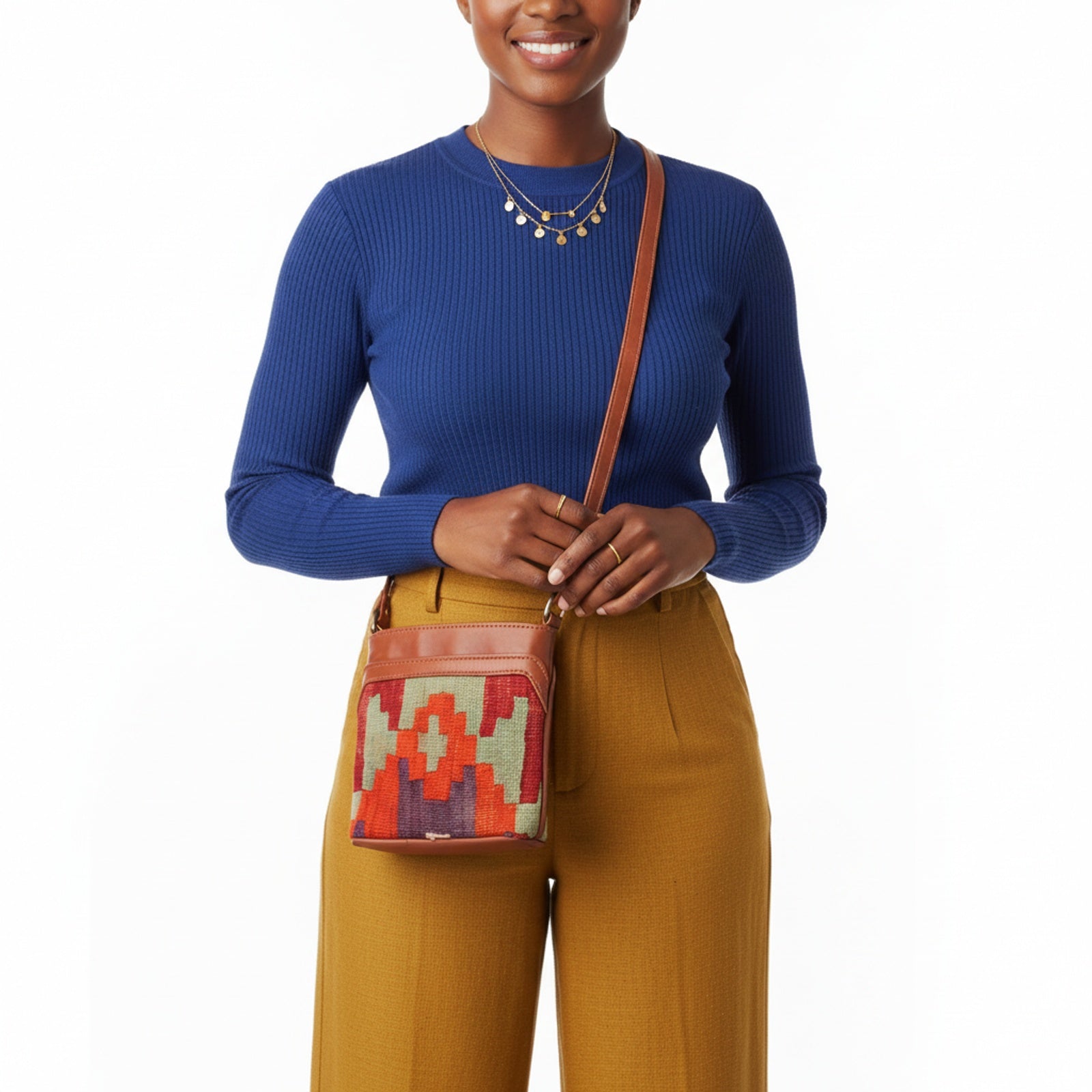 Kenza Kilim Crossbody Leather Bag