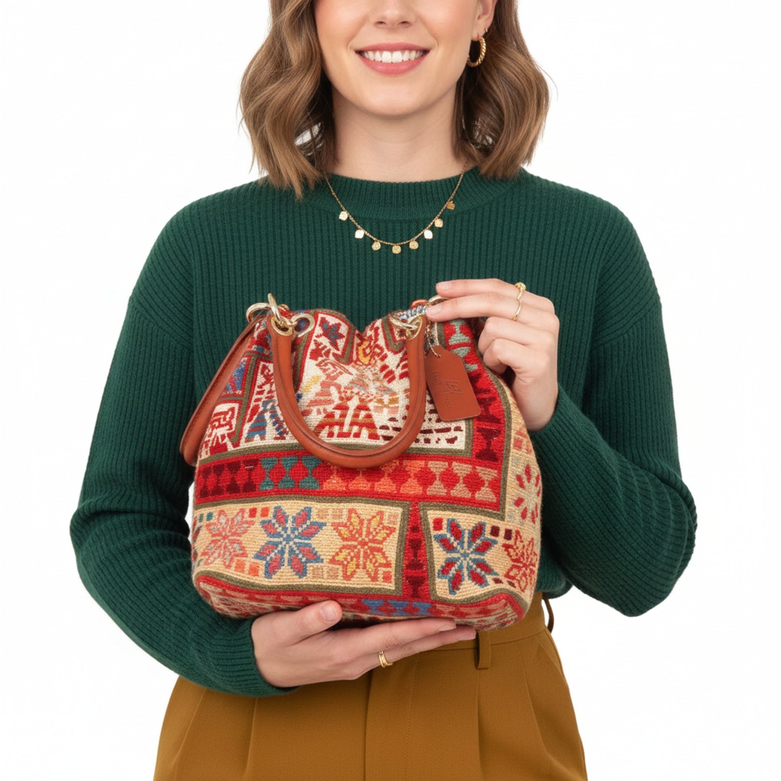 Kismet Kilim Shoulder Leather Bag | Carryall Kilim Leather Bag | Everyday Kilim Leather Bag