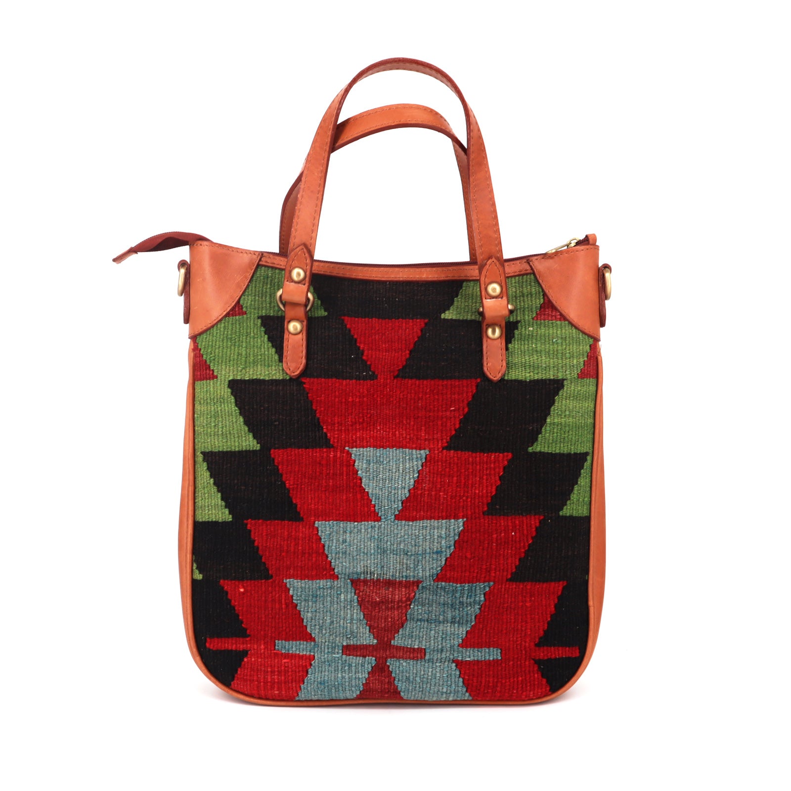 Safari Kilim Shoulder Leather Bag | Carryall Kilim Leather Bag | Everyday Kilim Leather Bag