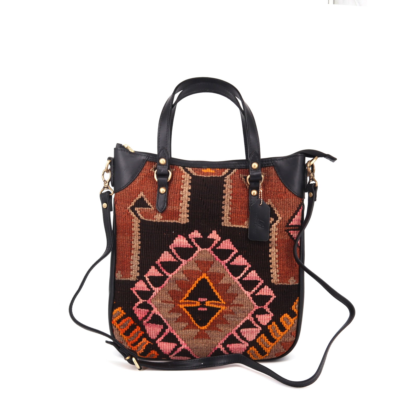 Fahari Kilim Shoulder Leather Bag | Carryall Kilim Leather Bag | Everyday Kilim Leather Bag