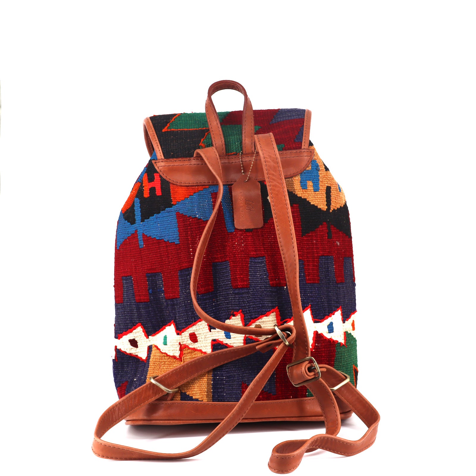 Vintage Kilim Leather Backpacks Bag