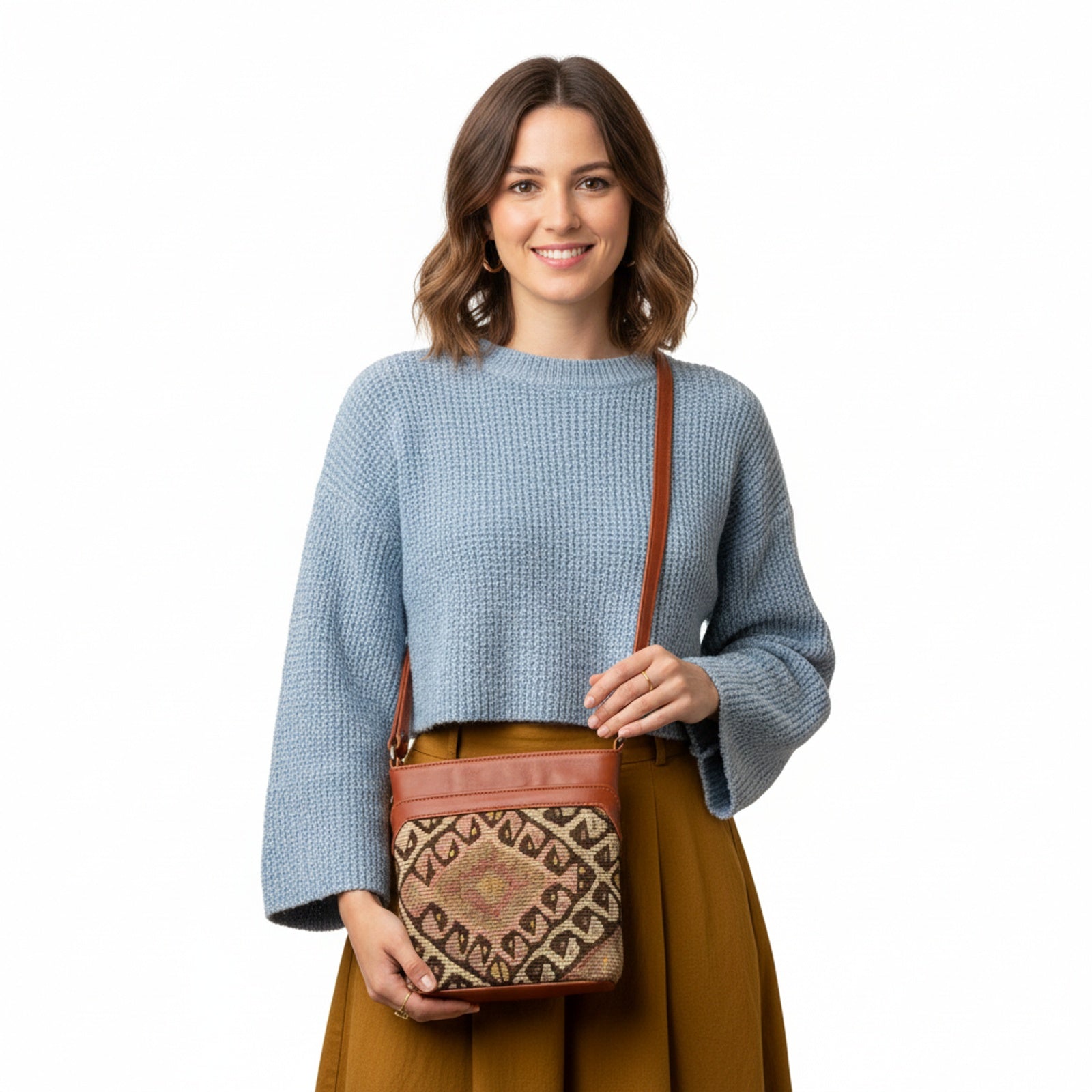 Lisboa Kilim Crossbody Leather Bag | Messenger Kilim Leather Bag | Courier Kilim Leather Bag