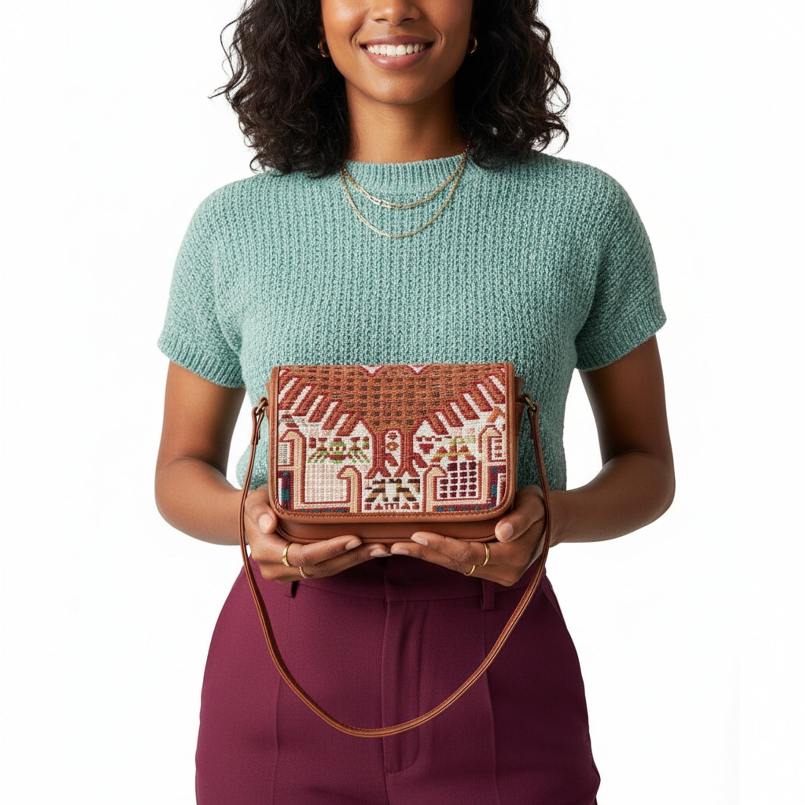 Malika Kilim Crossbody Leather Bag | Messenger Kilim Leather Bag | Courier Kilim Leather Bag