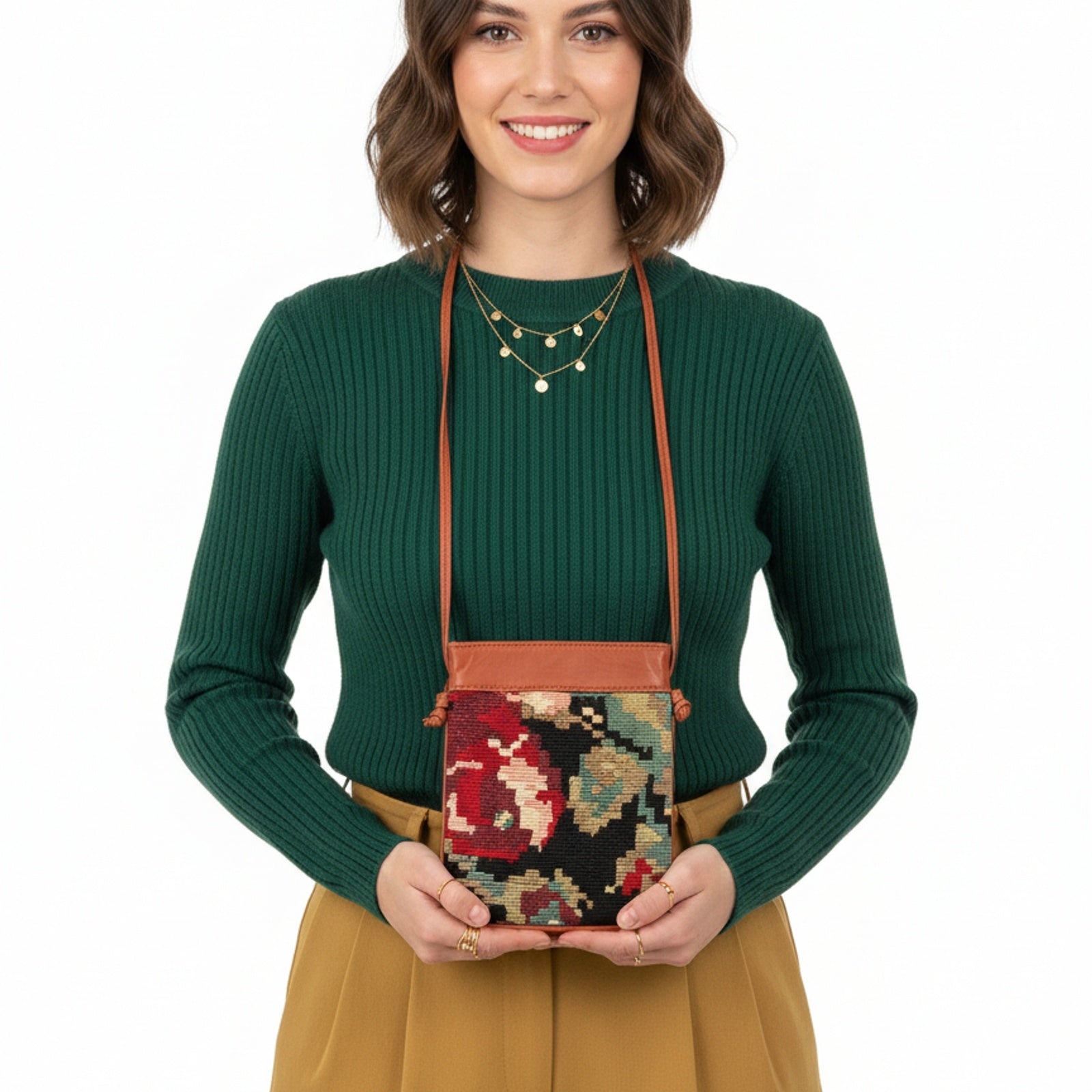 Muscat Kilim Crossbody Leather Bag | Messenger Kilim Leather Bag | Courier Kilim Leather Bag