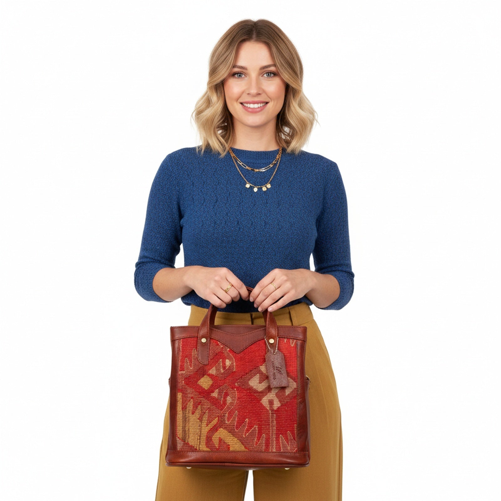 Nile Kilim Shoulder Leather Bag | Carryall Kilim Leather Bag | Everyday Kilim Leather Bag