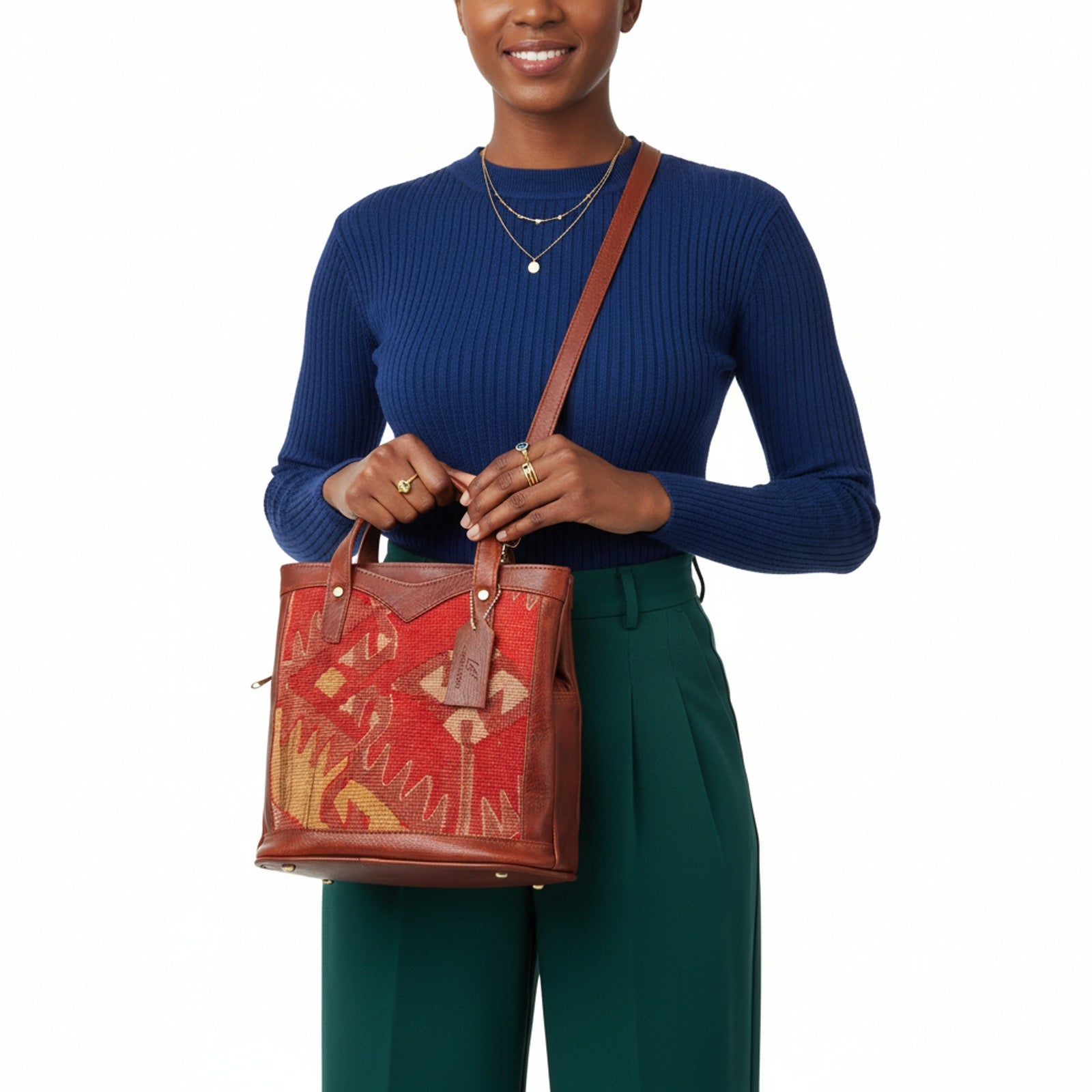 Nile Kilim Shoulder Leather Bag | Carryall Kilim Leather Bag | Everyday Kilim Leather Bag