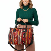 Nomad Kilim Tote Leather Bag | Shopper Kilim Leather Bag | Market Kilim Leather Bag