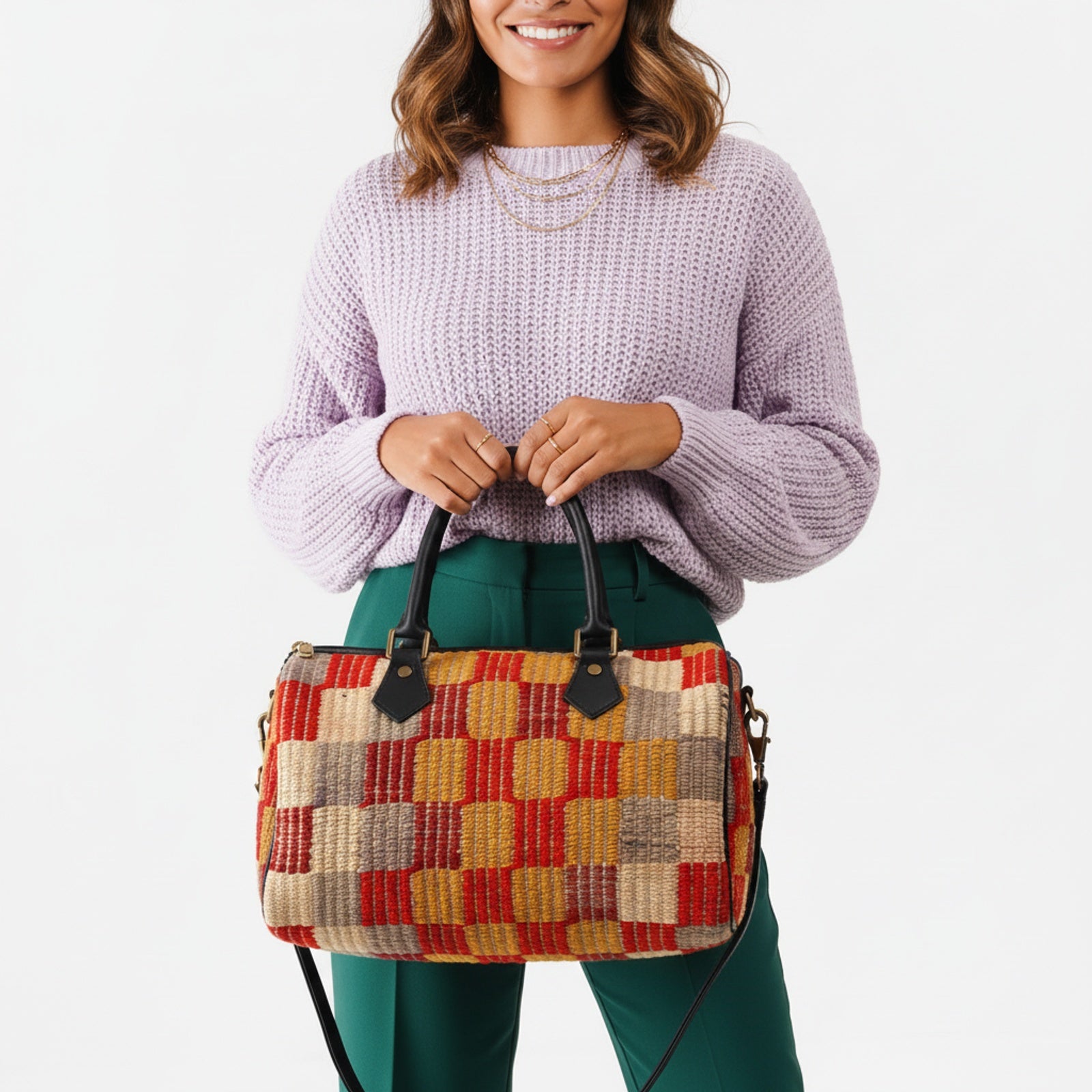 Oasis Kilim Weekender Leather Bag | Travel Kilim Leather Bag | Overnight Kilim Leather Bag