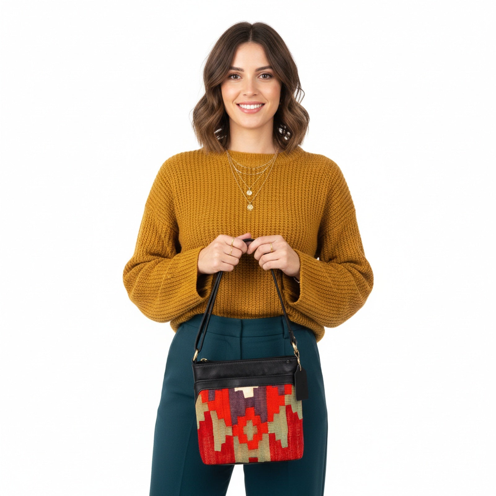 Phoenix Kilim Crossbody Leather Bag | Messenger Kilim Leather Bag | Courier Kilim Leather Bag
