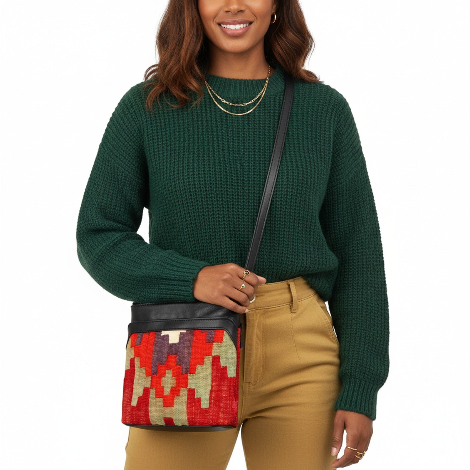 Phoenix Kilim Crossbody Leather Bag | Messenger Kilim Leather Bag | Courier Kilim Leather Bag