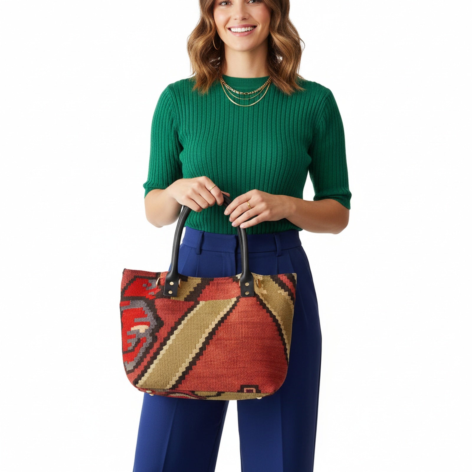 Polaris Kilim Shoulder Leather Bag | Carryall Kilim Leather Bag | Everyday Kilim Leather Bag