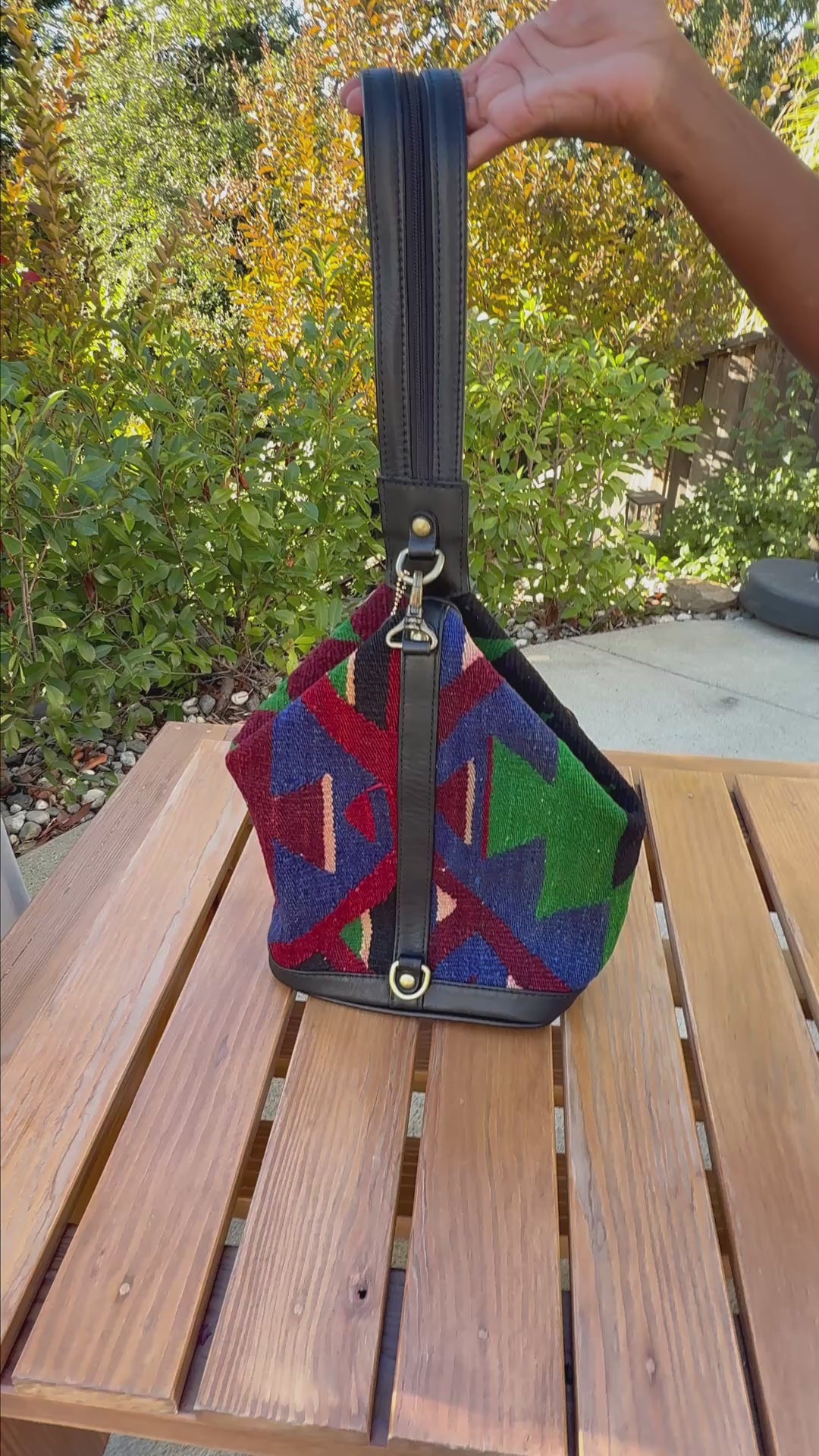 Load video: Amara Kilim Convertible Leather Backpack