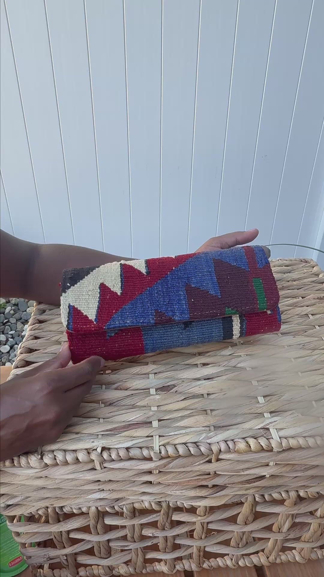 Load video: Zephyr Kilim Clutch Leather Bag