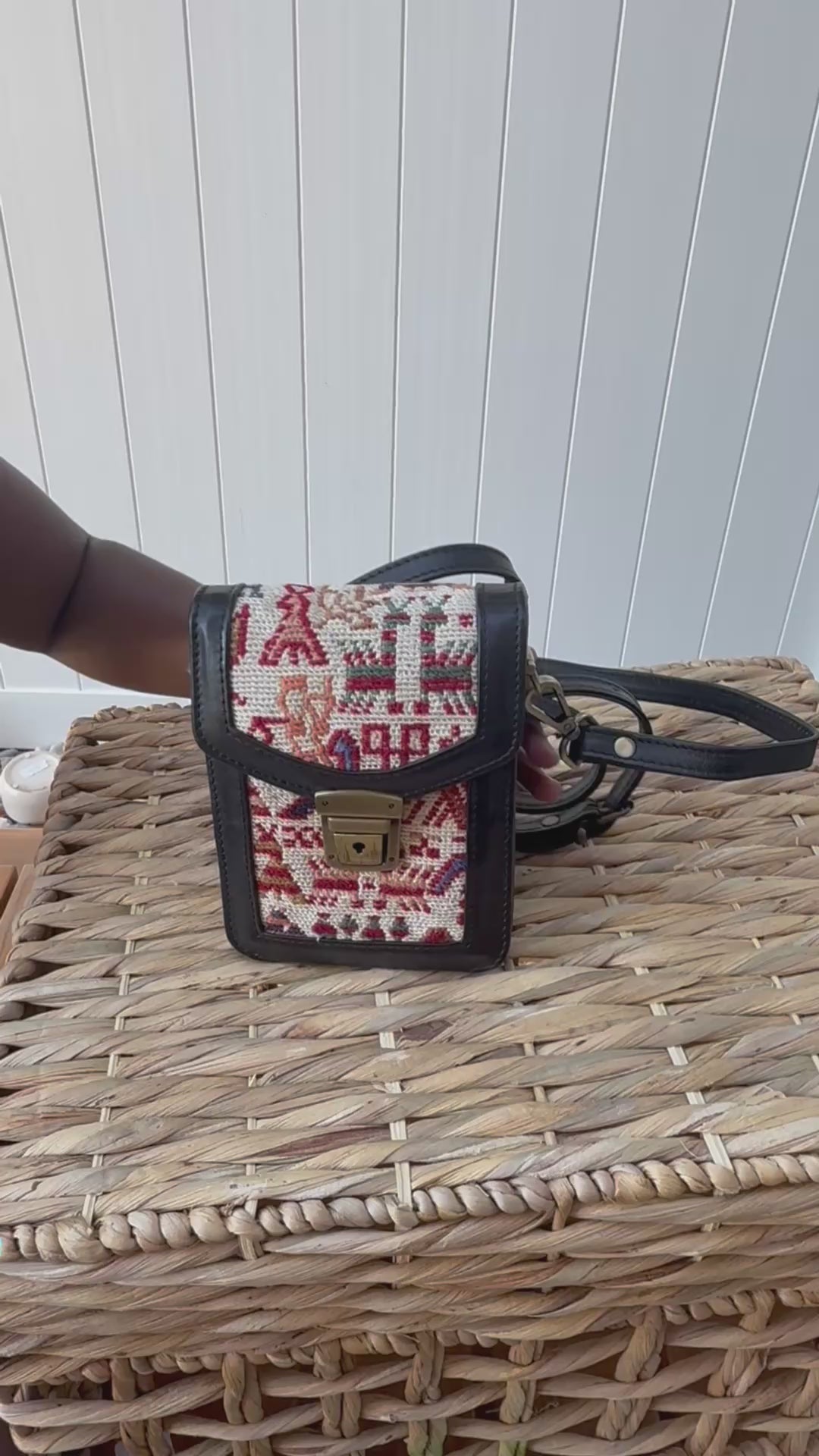 Load video: Petra Kilim Leather Crossbody Bag