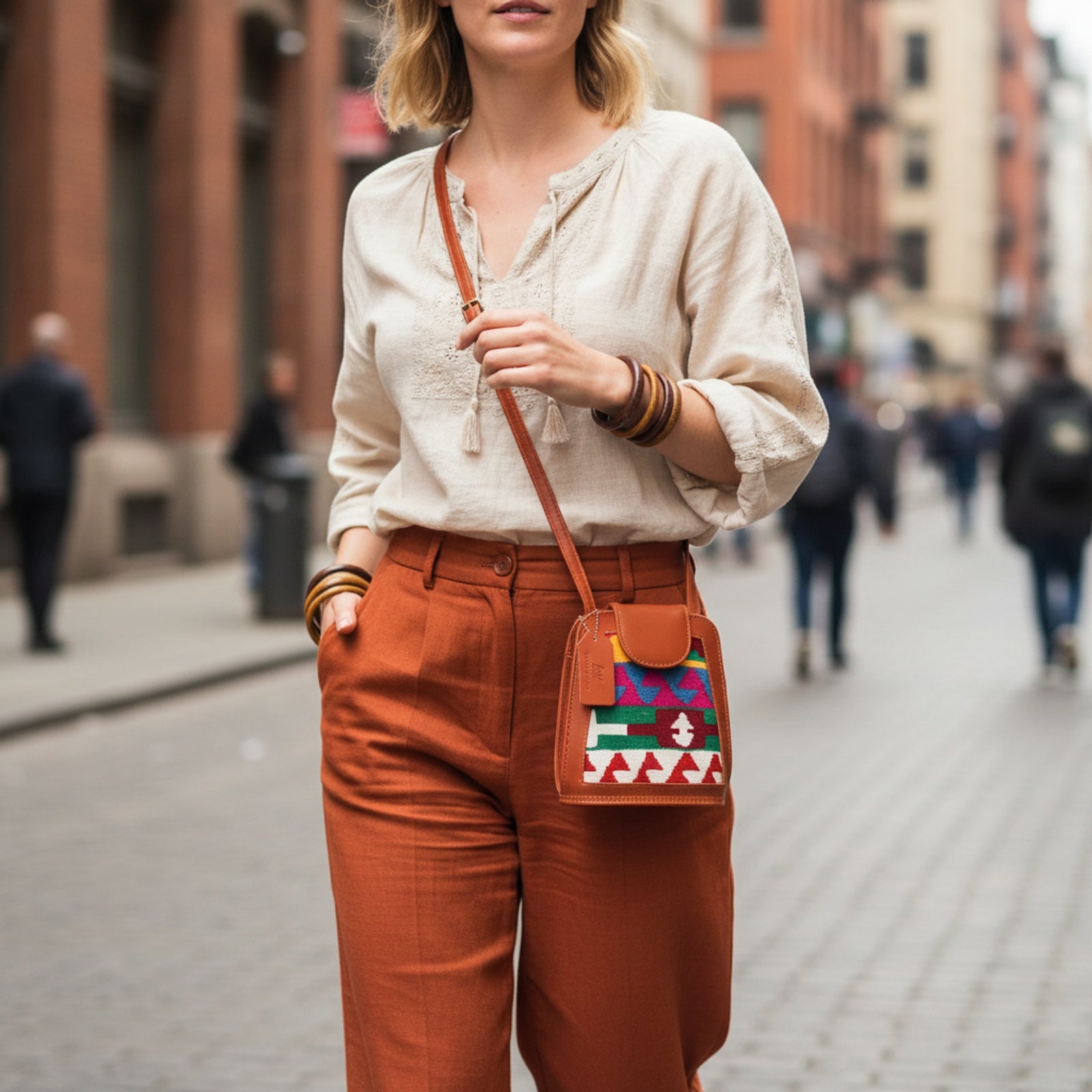 Zanzibar Kilim Crossbody Leather Bag | Messenger Kilim Leather Bag | Courier Kilim Leather Bag