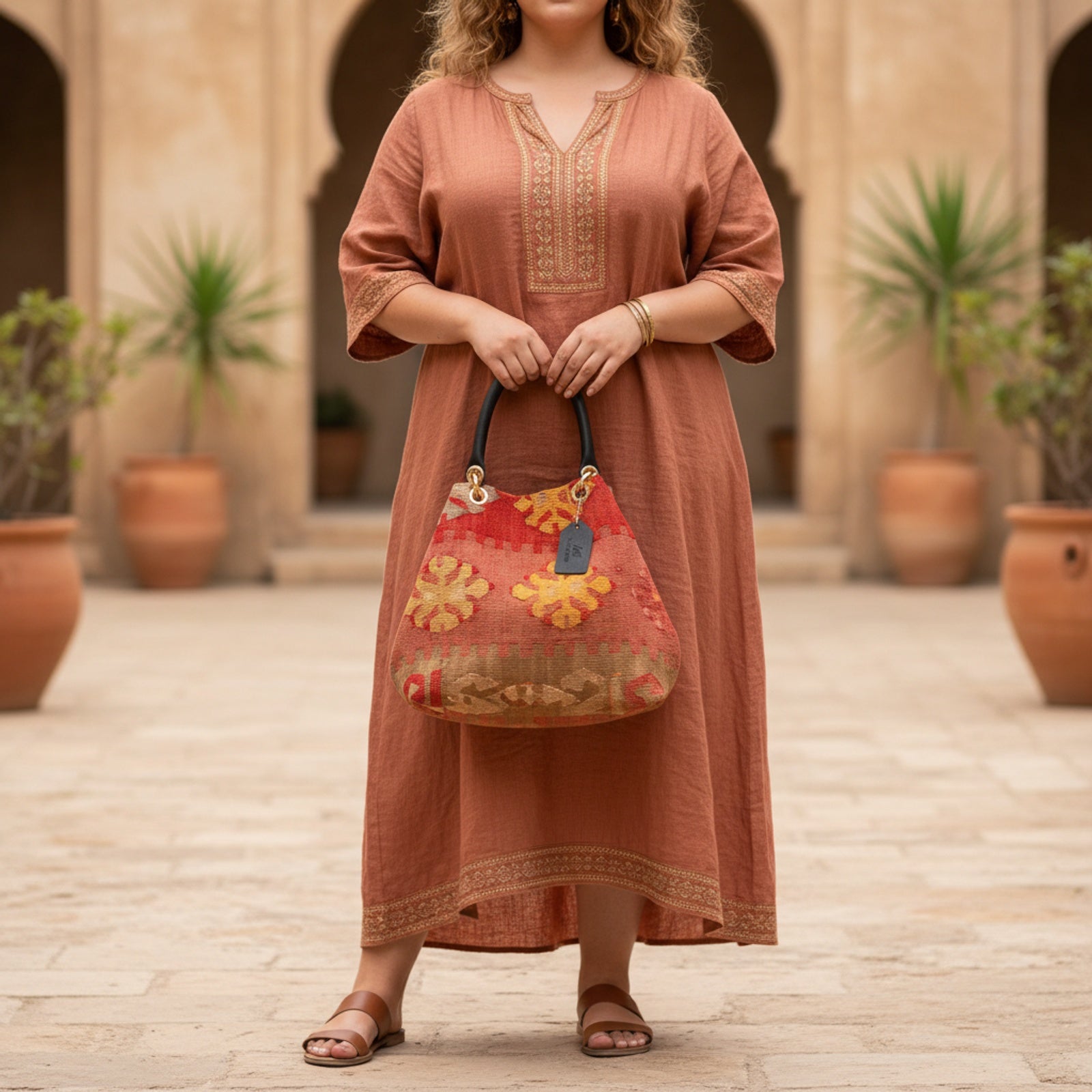 Nubia Kilim Shoulder Leather Bag | Carryall Kilim Leather Bag | Everyday Kilim Leather Bag