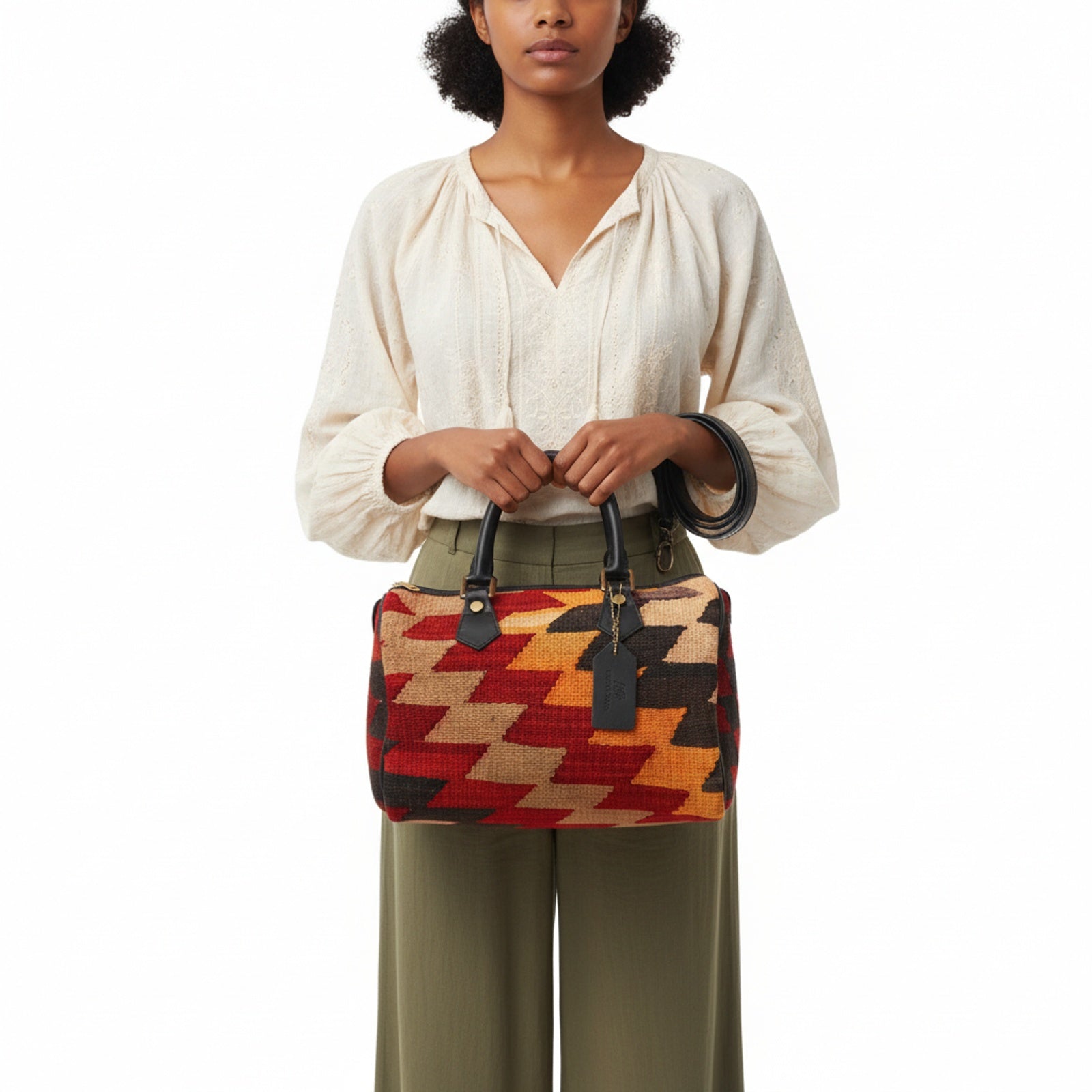 Zanzibar Kilim Weekender Leather Bag | Travel Kilim Leather Bag | Overnight Kilim Leather Bag