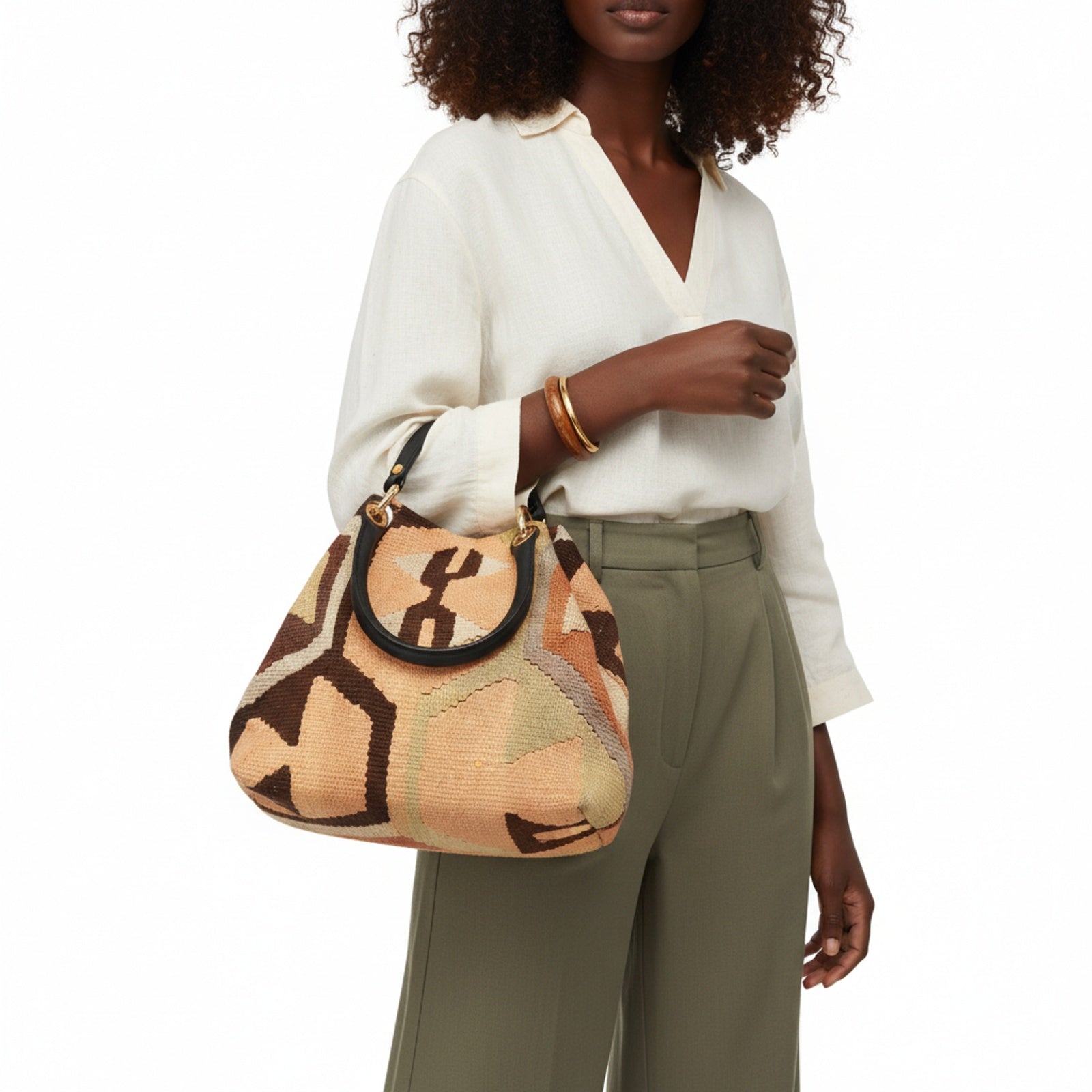 Casablanca Kilim Shoulder Leather Bag | Carryall Kilim Leather Bag | Everyday Kilim Leather Bag