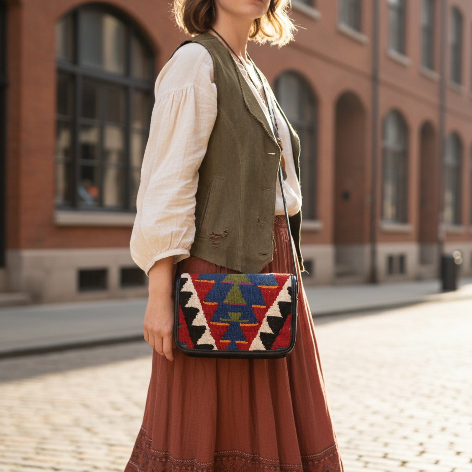 Product styled in urban city setting