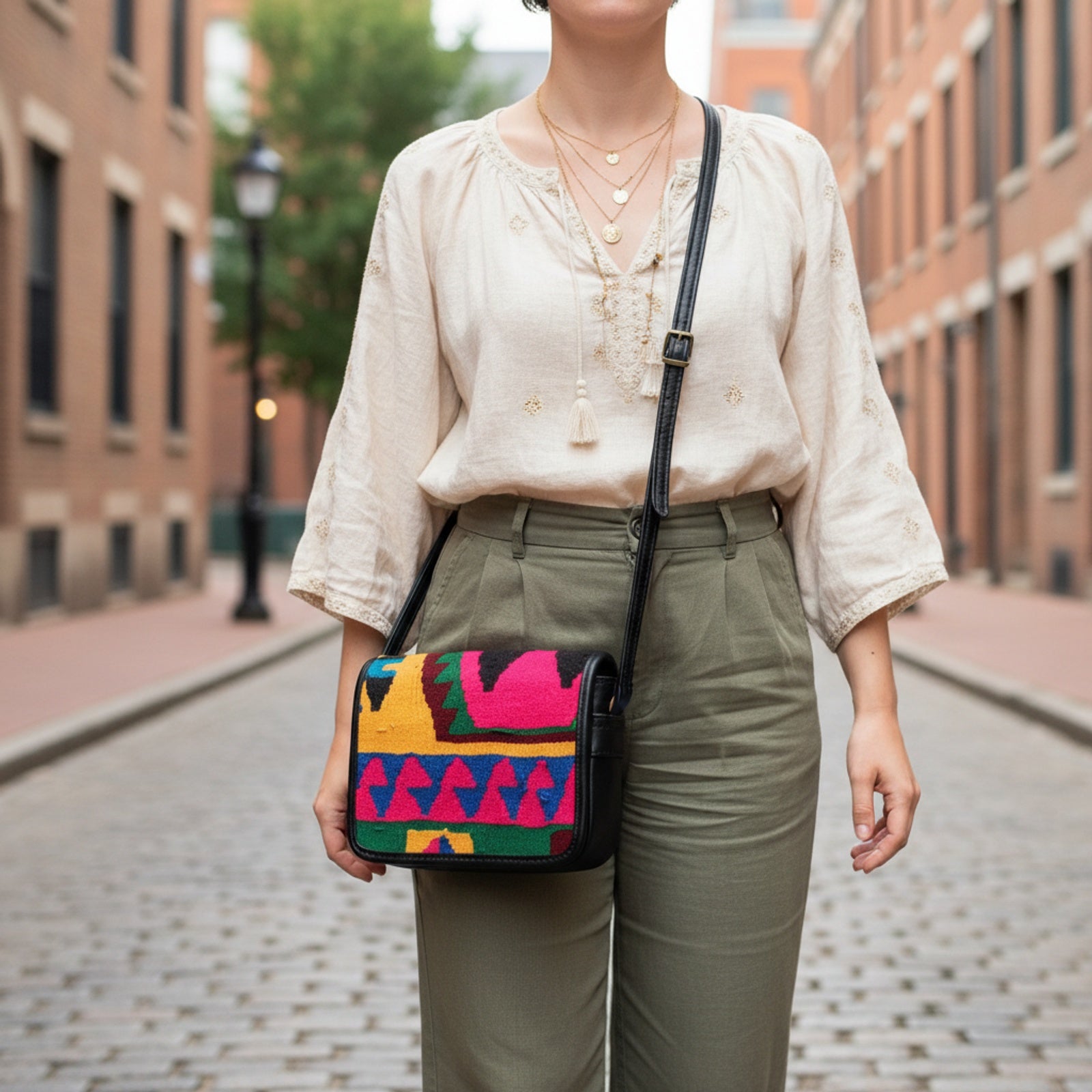 Product styled in urban city setting