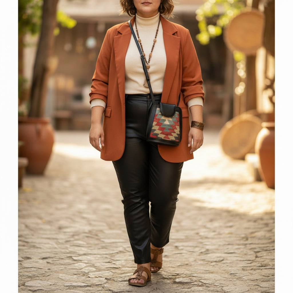 Nomad Kilim Crossbody Leather Bag | Messenger Kilim Leather Bag | Courier Kilim Leather Bag