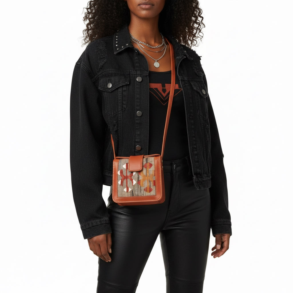 Saffron Kilim Crossbody Leather Bag | Messenger Kilim Leather Bag | Courier Kilim Leather Bag