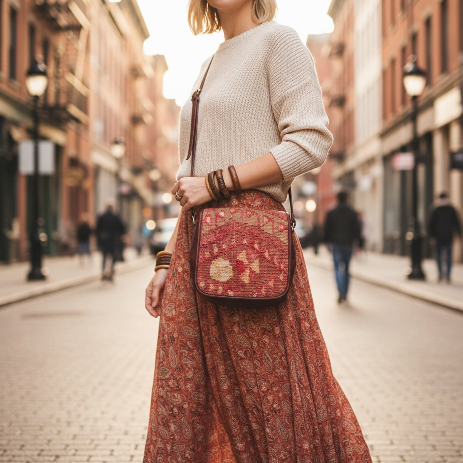 Product styled in urban city setting