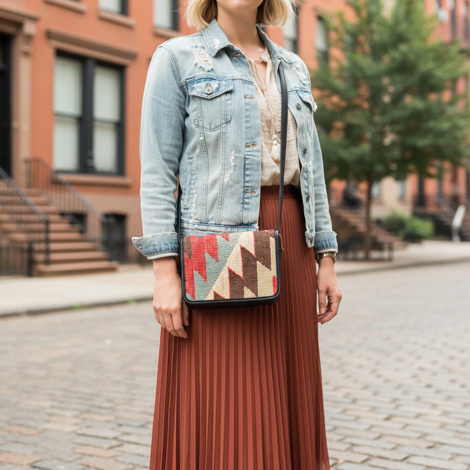 Product styled in urban city setting