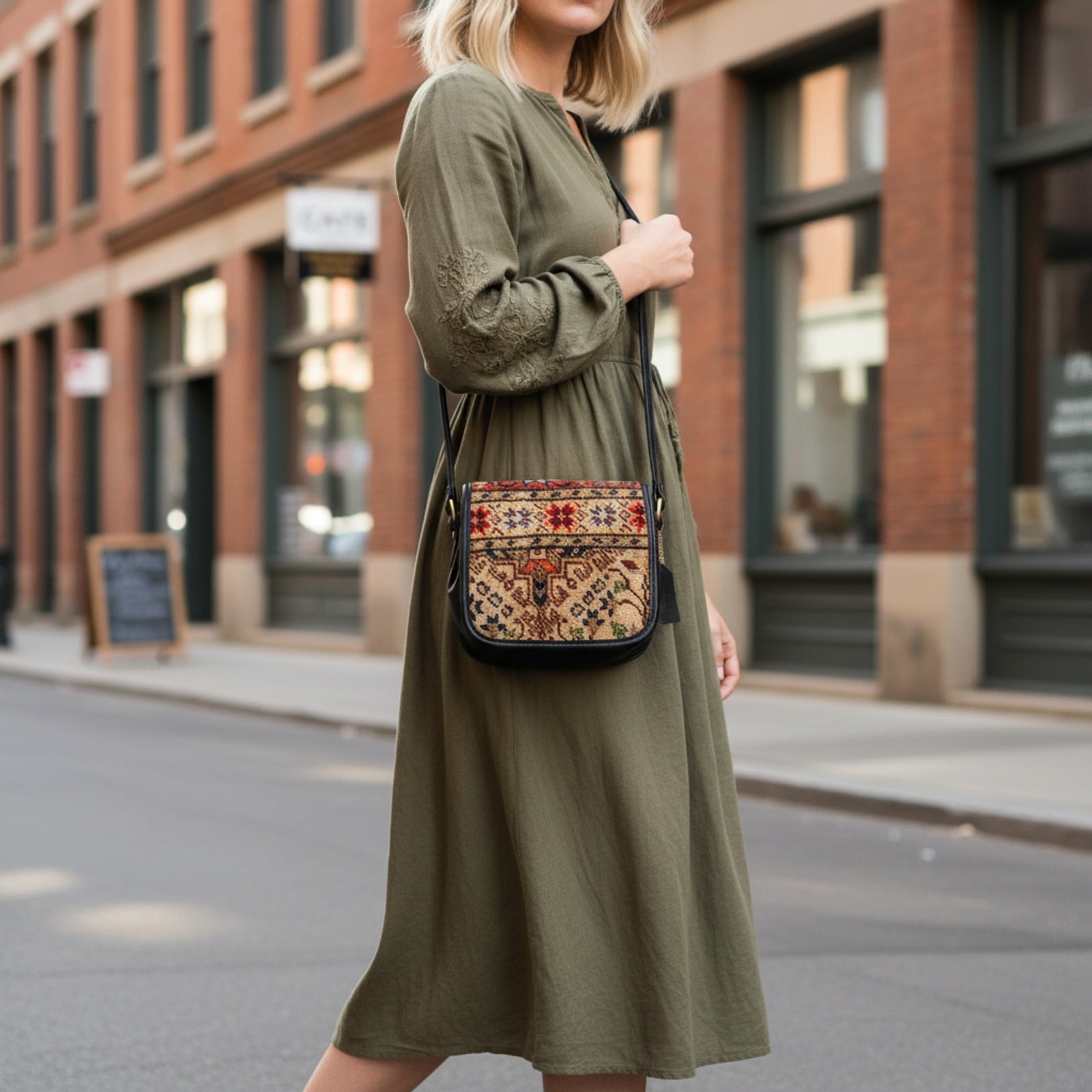 Atlas Kilim Crossbody Leather Bag | Messenger Kilim Leather Bag | Courier Kilim Leather Bag